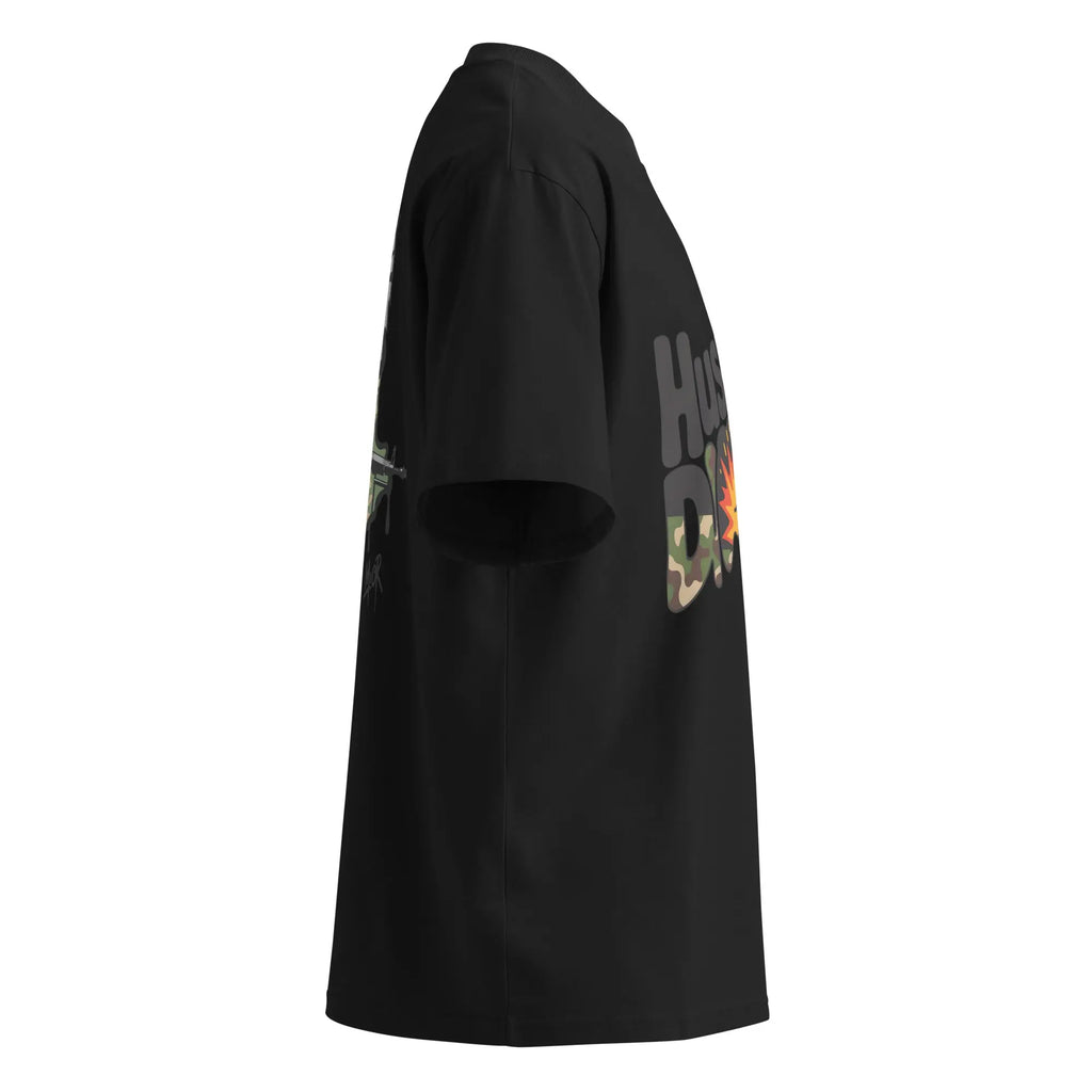 Camo Pattern Unisex organic oversized high neck t-shirt.