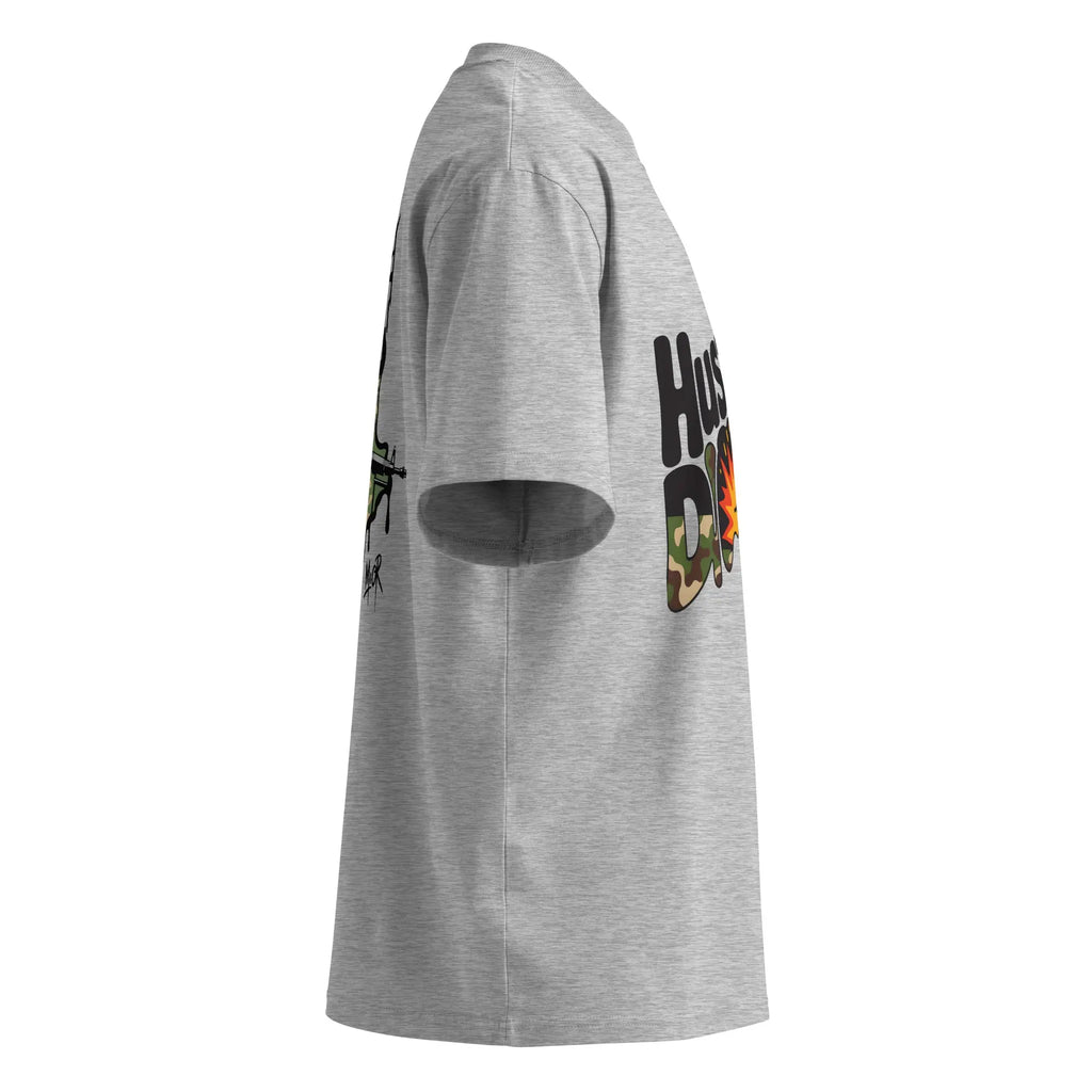 Camo Pattern Unisex organic oversized high neck t-shirt.