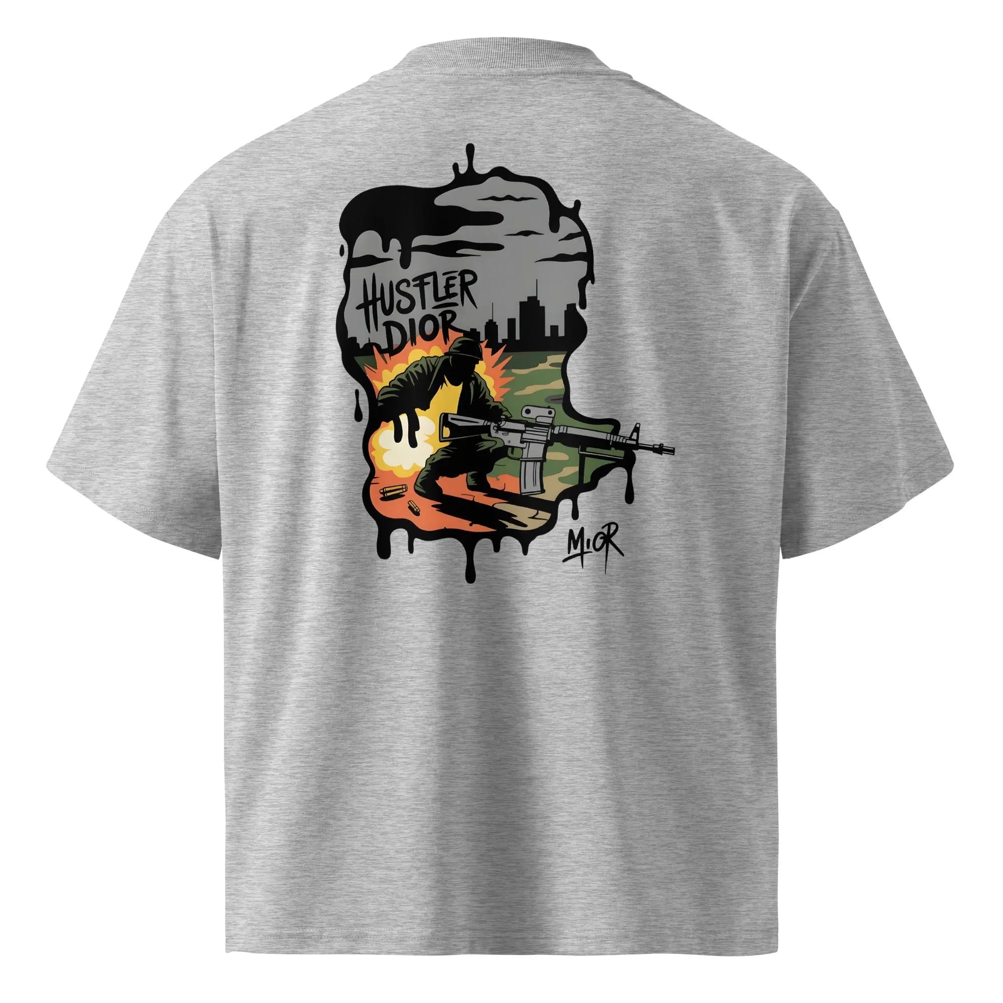 Camo Pattern Unisex organic oversized high neck t-shirt.