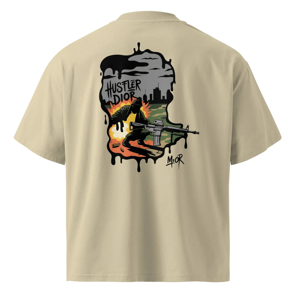 Camo Pattern Unisex organic oversized high neck t-shirt.