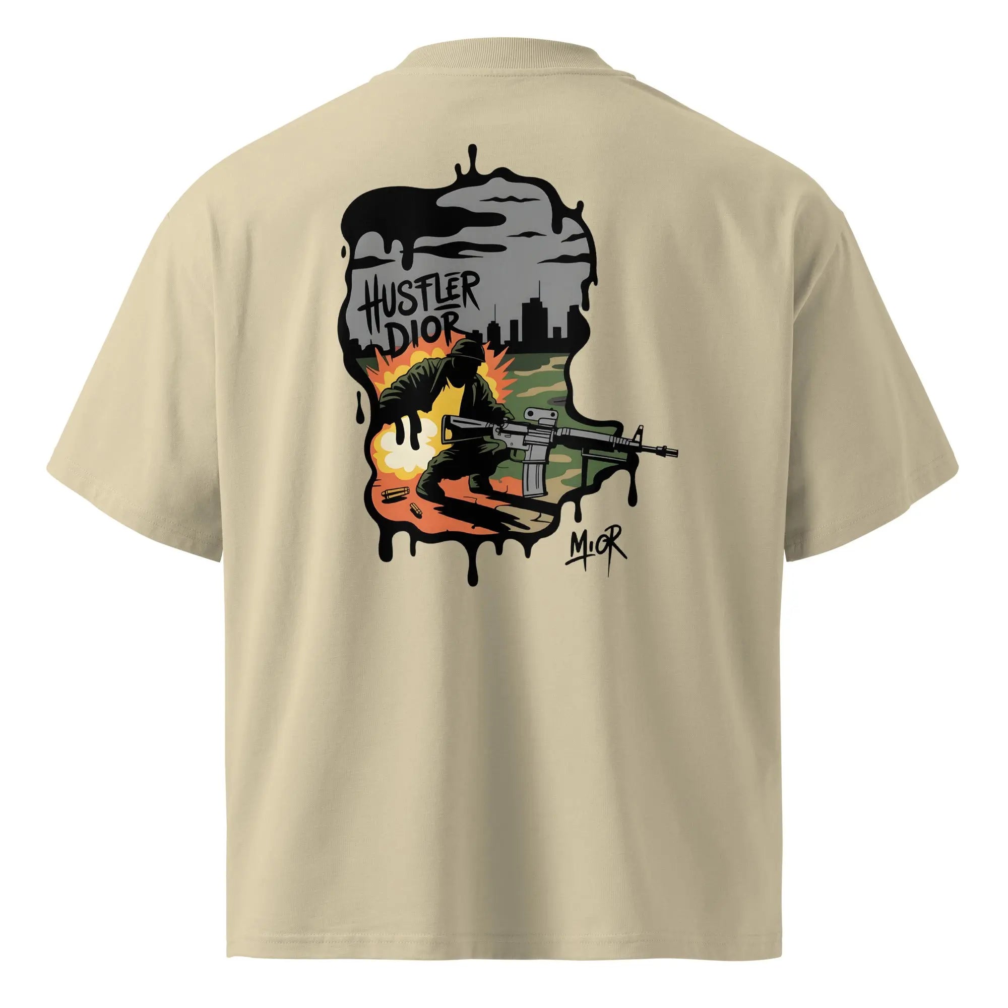 Camo Pattern Unisex organic oversized high neck t-shirt.