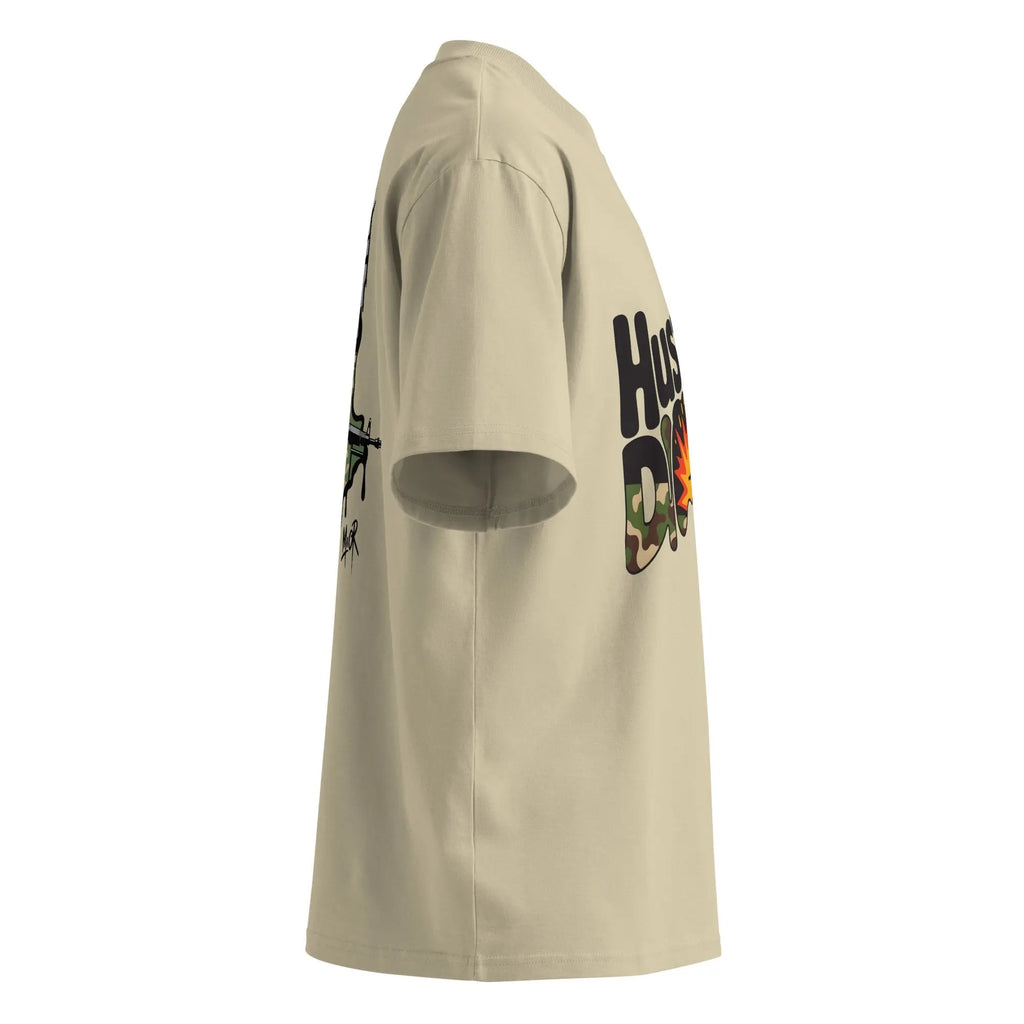 Camo Pattern Unisex organic oversized high neck t-shirt.