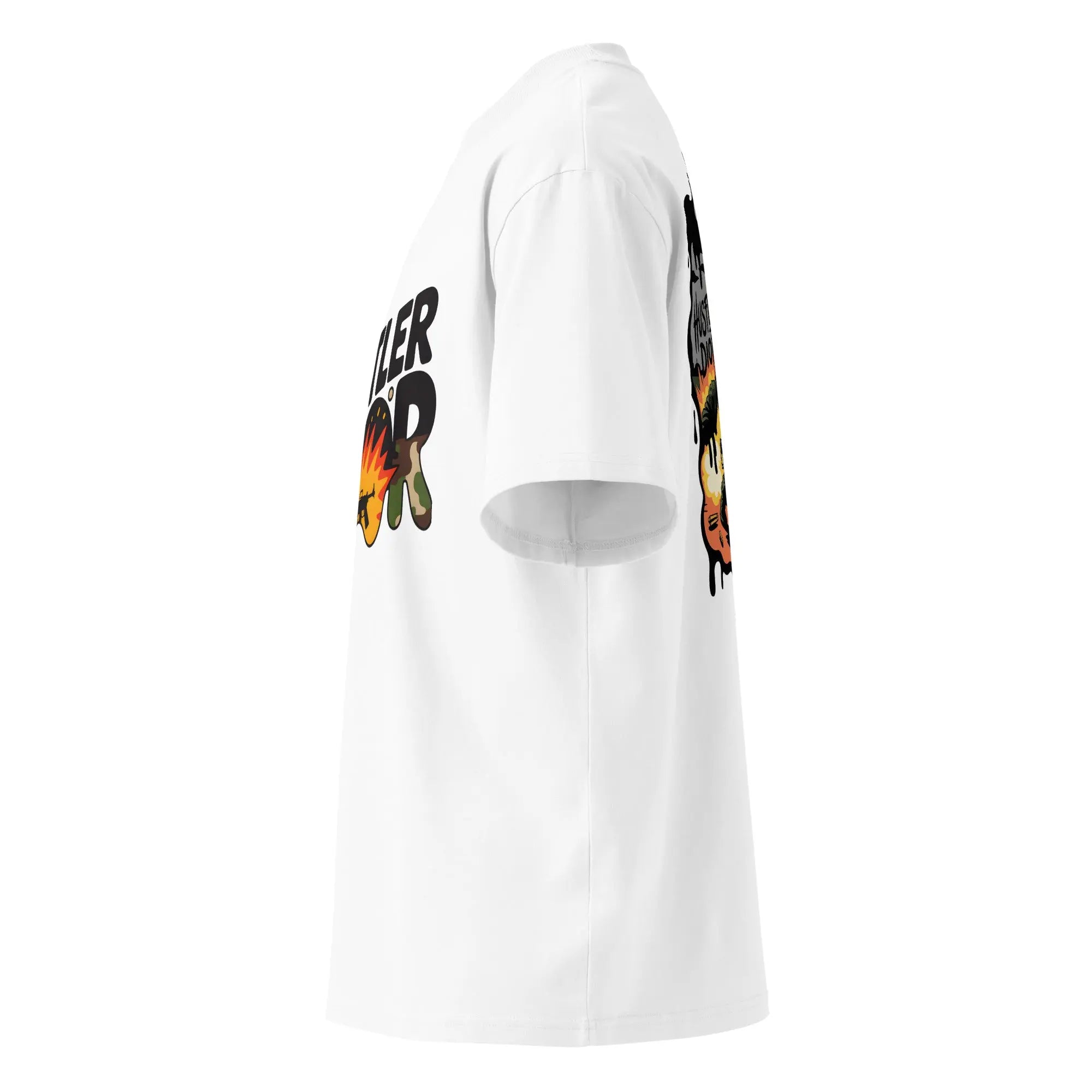 Camo Pattern Unisex organic oversized high neck t-shirt.