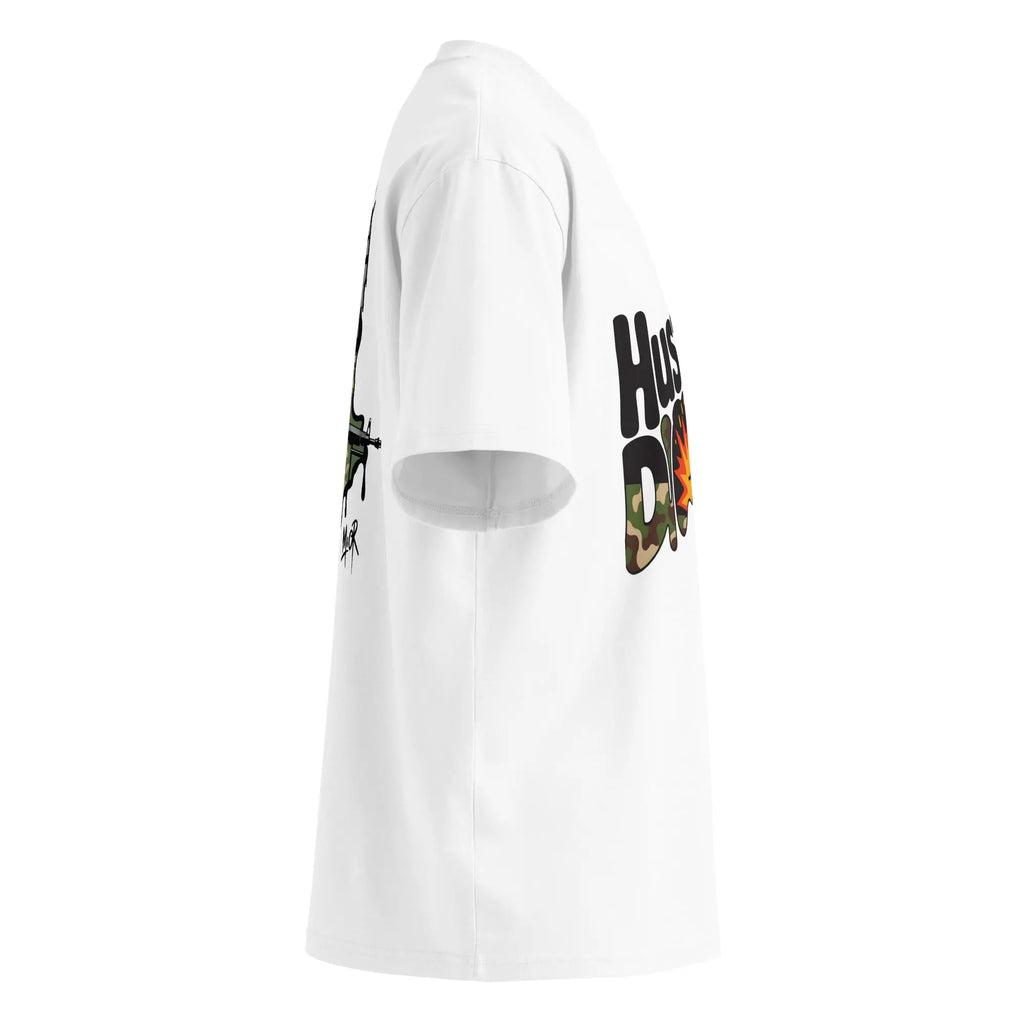 Camo Pattern Unisex organic oversized high neck t-shirt.