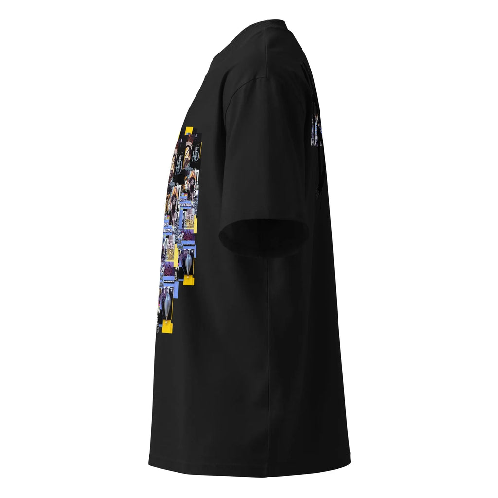 Collage The Halls Unisex organic oversized high neck t-shirt.