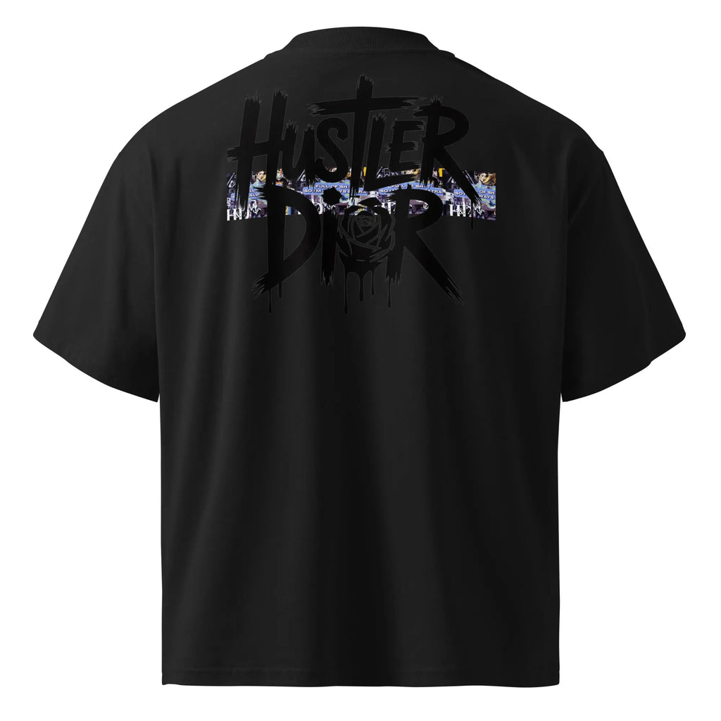 Collage The Halls Unisex organic oversized high neck t-shirt.