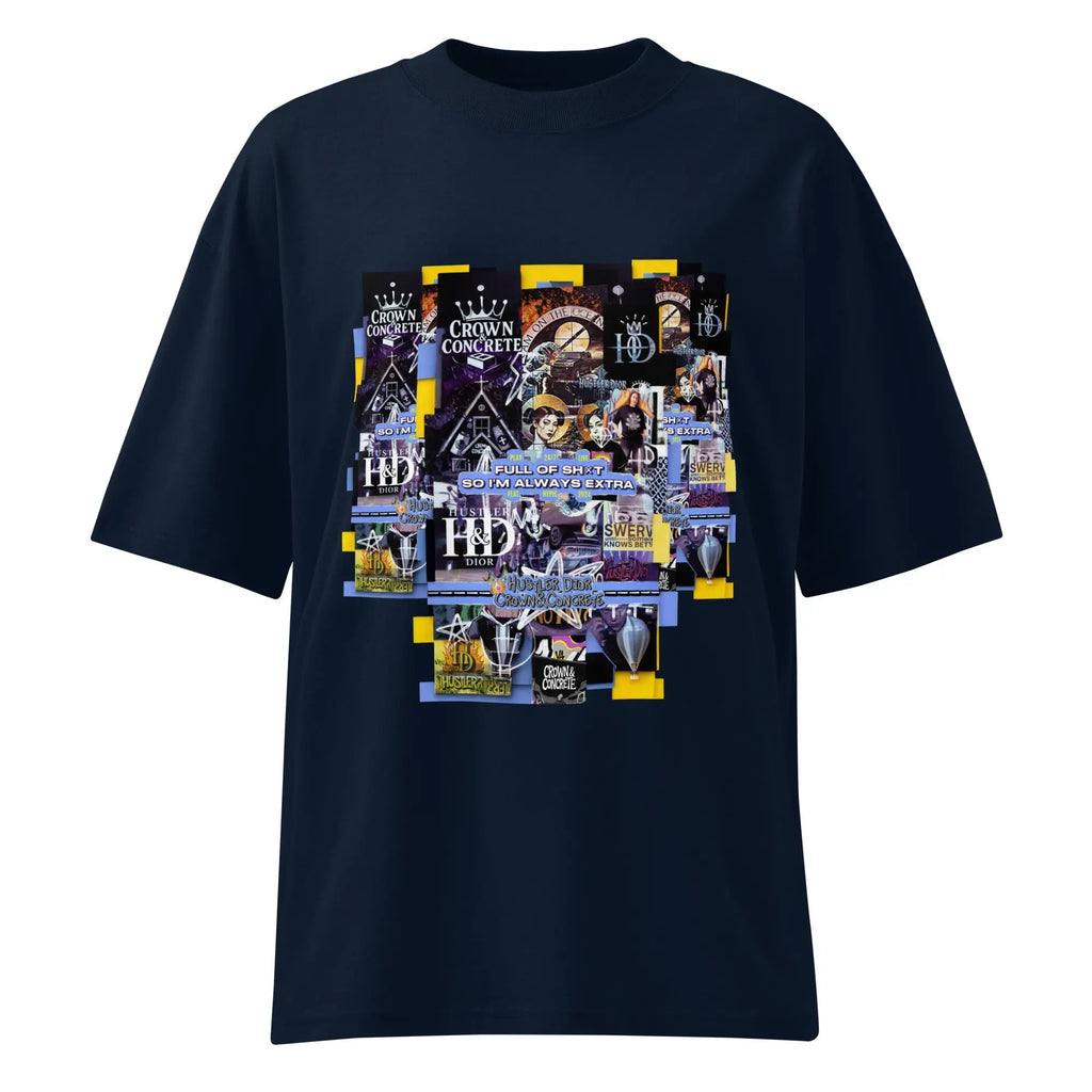 Collage The Halls Unisex organic oversized high neck t-shirt.