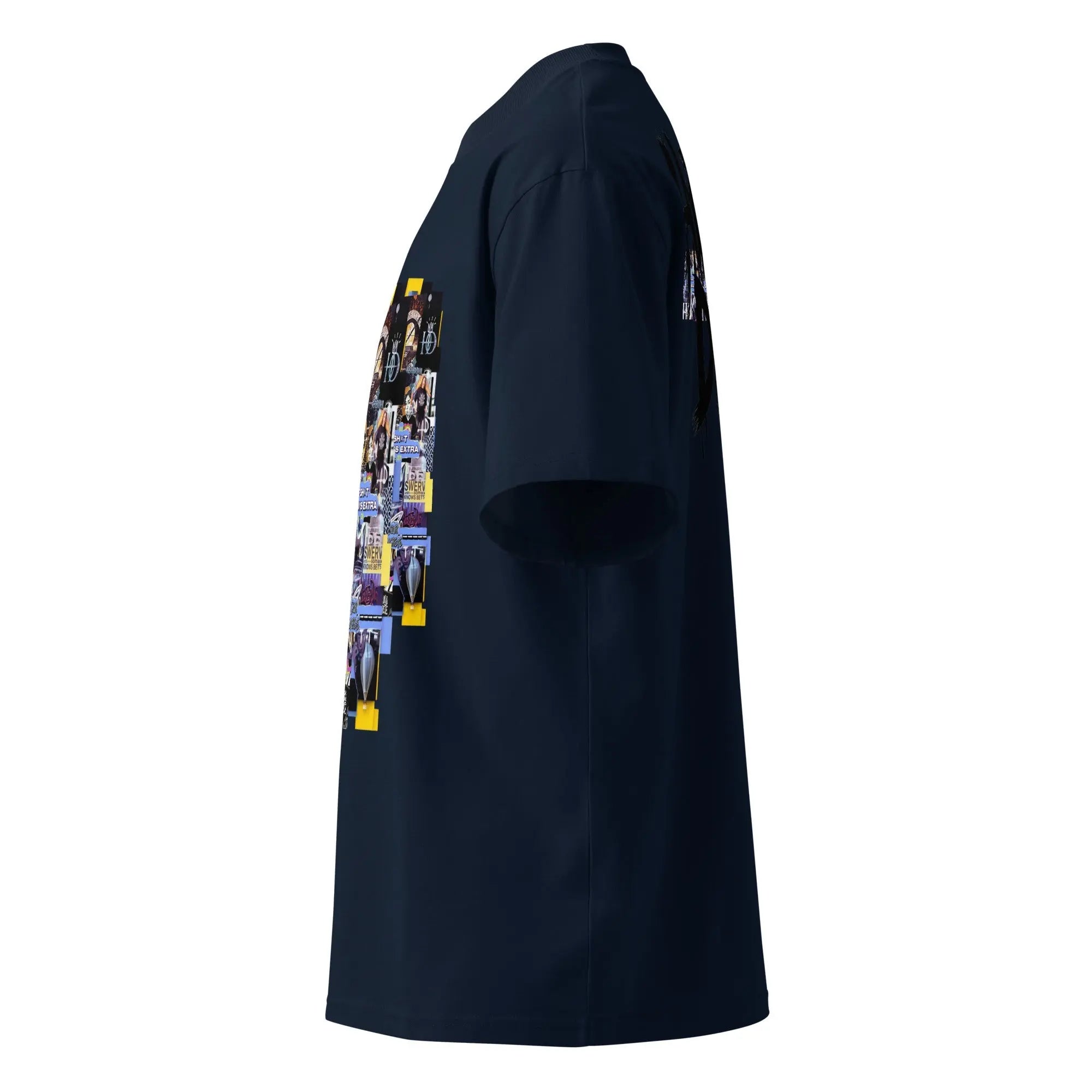 Collage The Halls Unisex organic oversized high neck t-shirt.