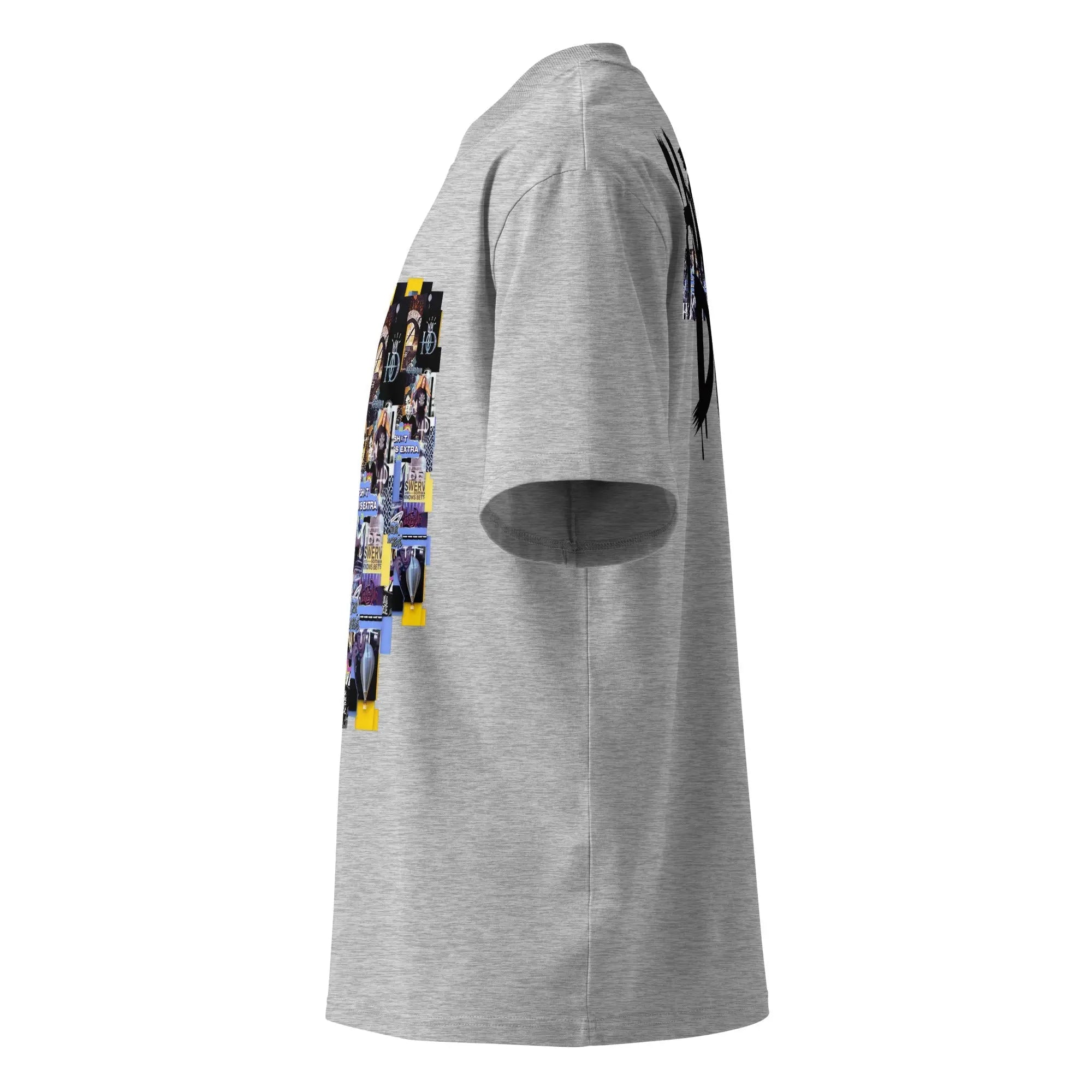 Collage The Halls Unisex organic oversized high neck t-shirt.