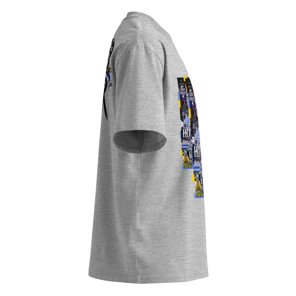 Collage The Halls Unisex organic oversized high neck t-shirt.