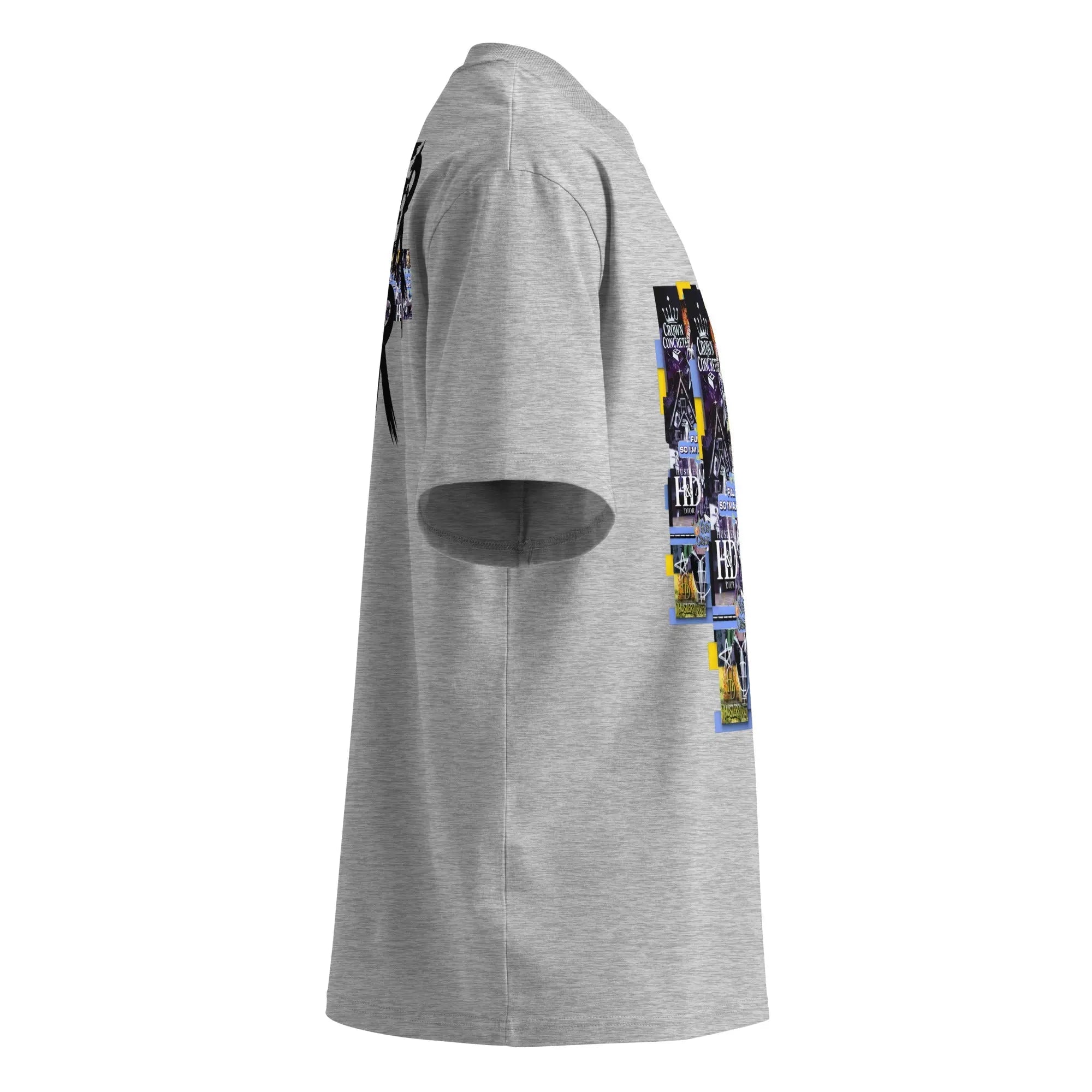 Collage The Halls Unisex organic oversized high neck t-shirt.