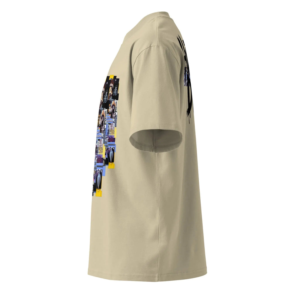 Collage The Halls Unisex organic oversized high neck t-shirt.