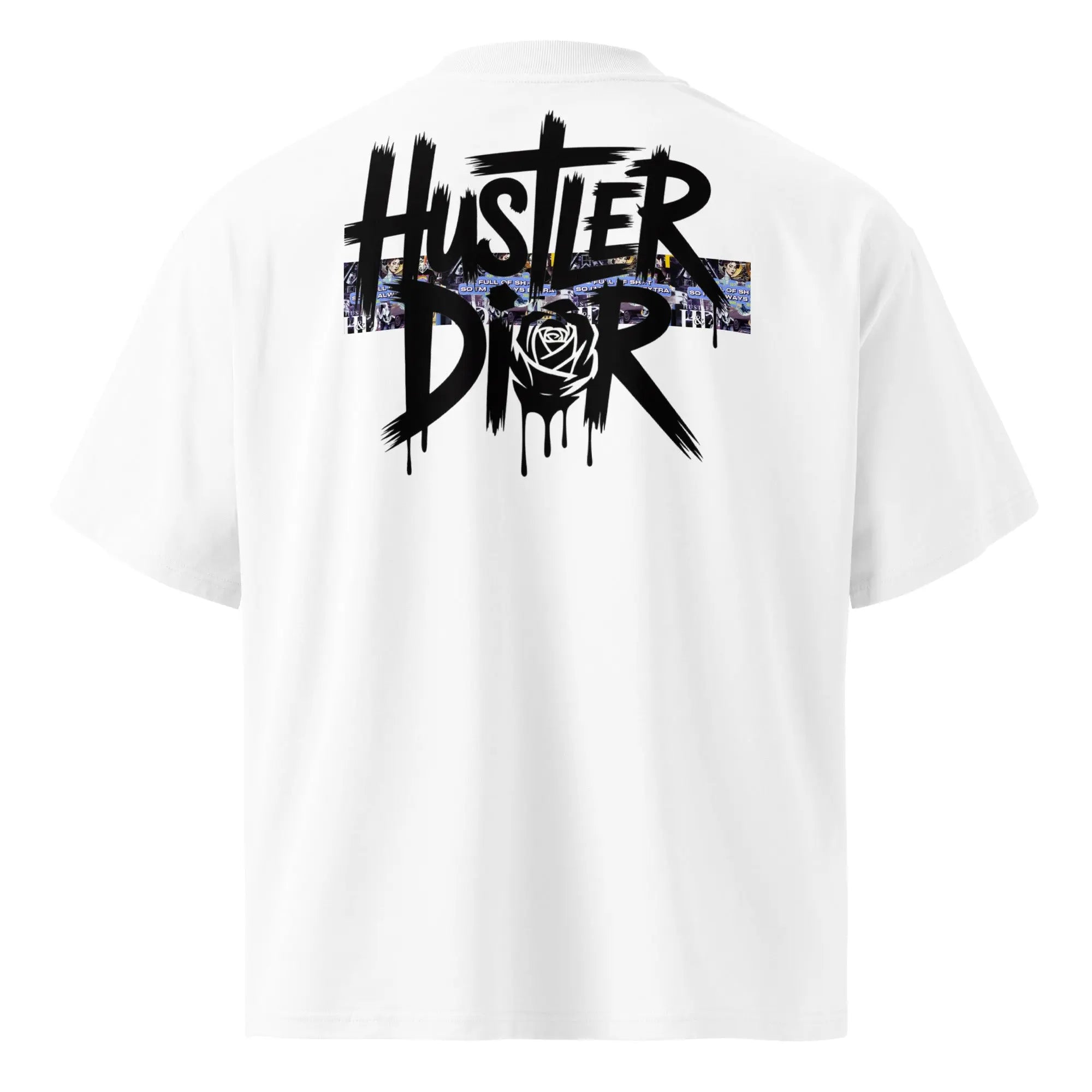 Collage The Halls Unisex organic oversized high neck t-shirt.