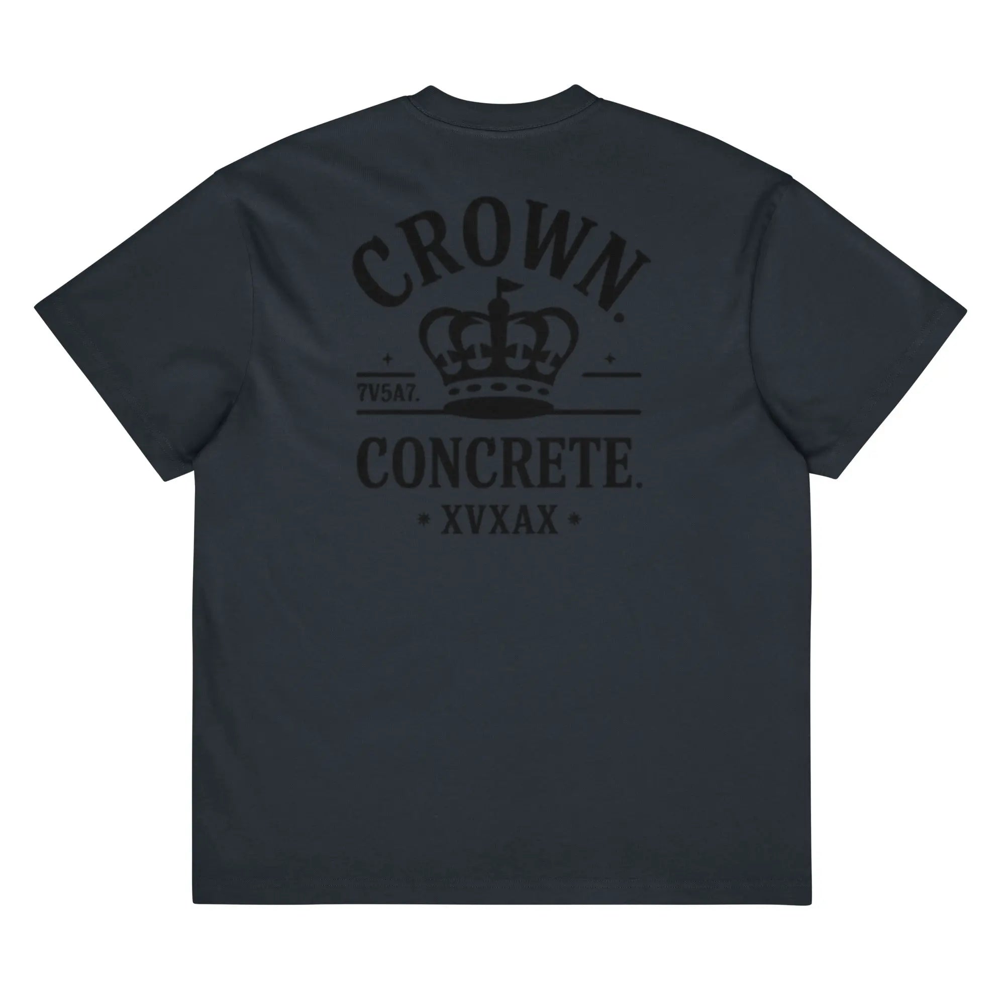 “Crown & Concrete Royal Gold Crown Logo Tee – Prestige Streetwear Fashion.