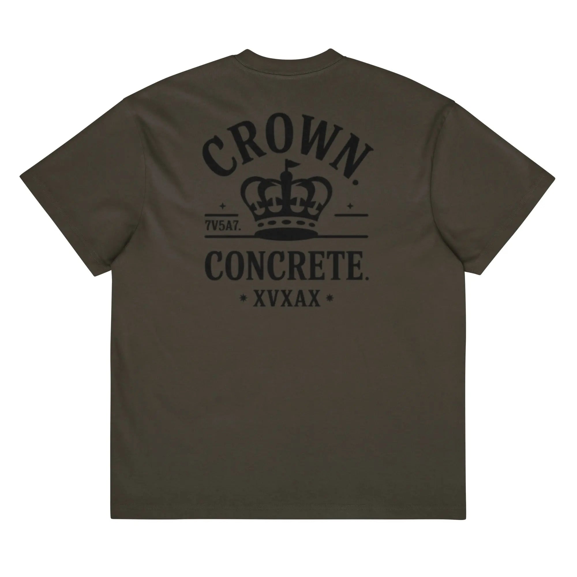 “Crown & Concrete Royal Gold Crown Logo Tee – Prestige Streetwear Fashion.