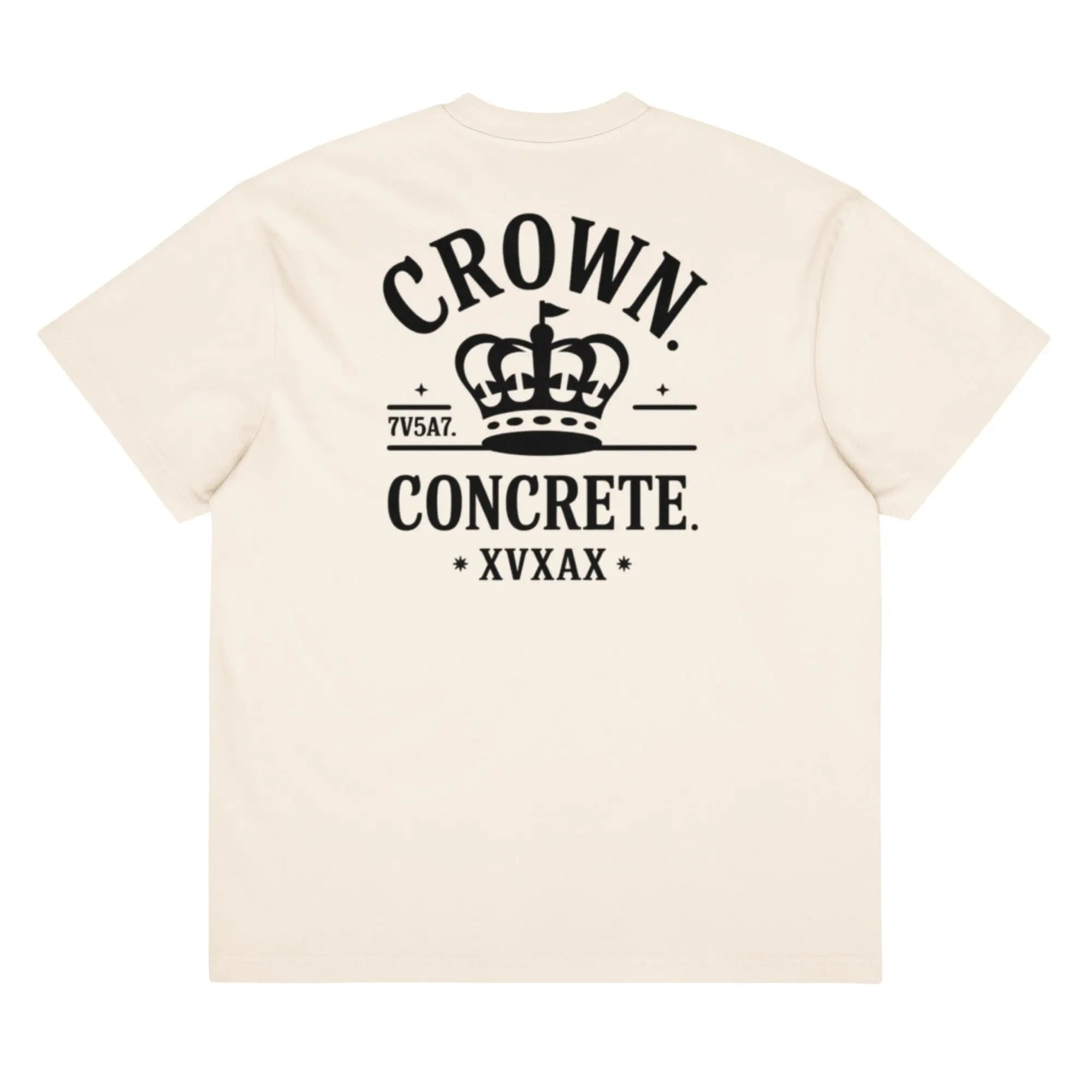 “Crown & Concrete Royal Gold Crown Logo Tee – Prestige Streetwear Fashion.