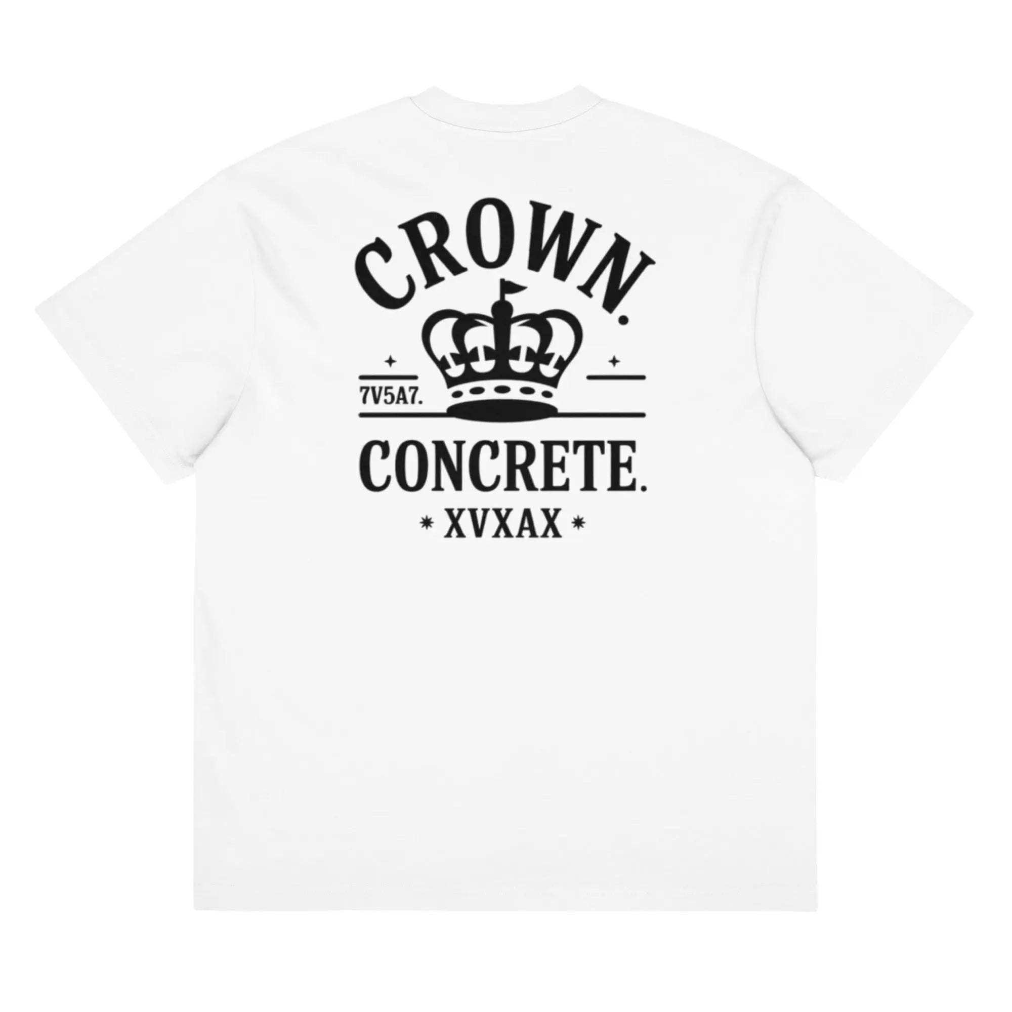 “Crown & Concrete Royal Gold Crown Logo Tee – Prestige Streetwear Fashion.