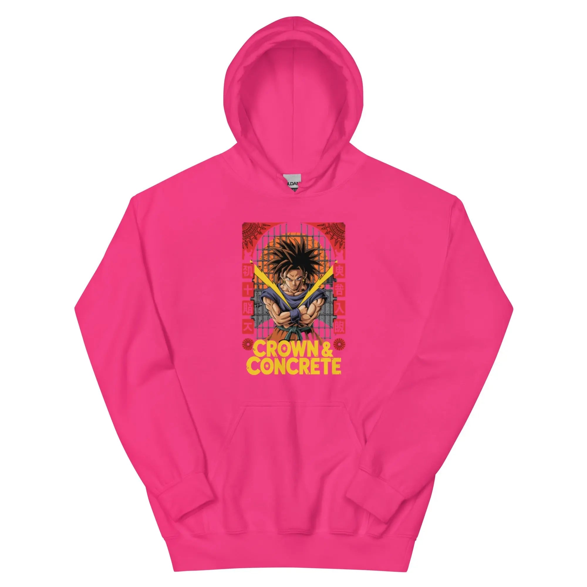 Crown & Concrete “Saiyan Surge” Neon - Pink Hoodie - Hustler Dior