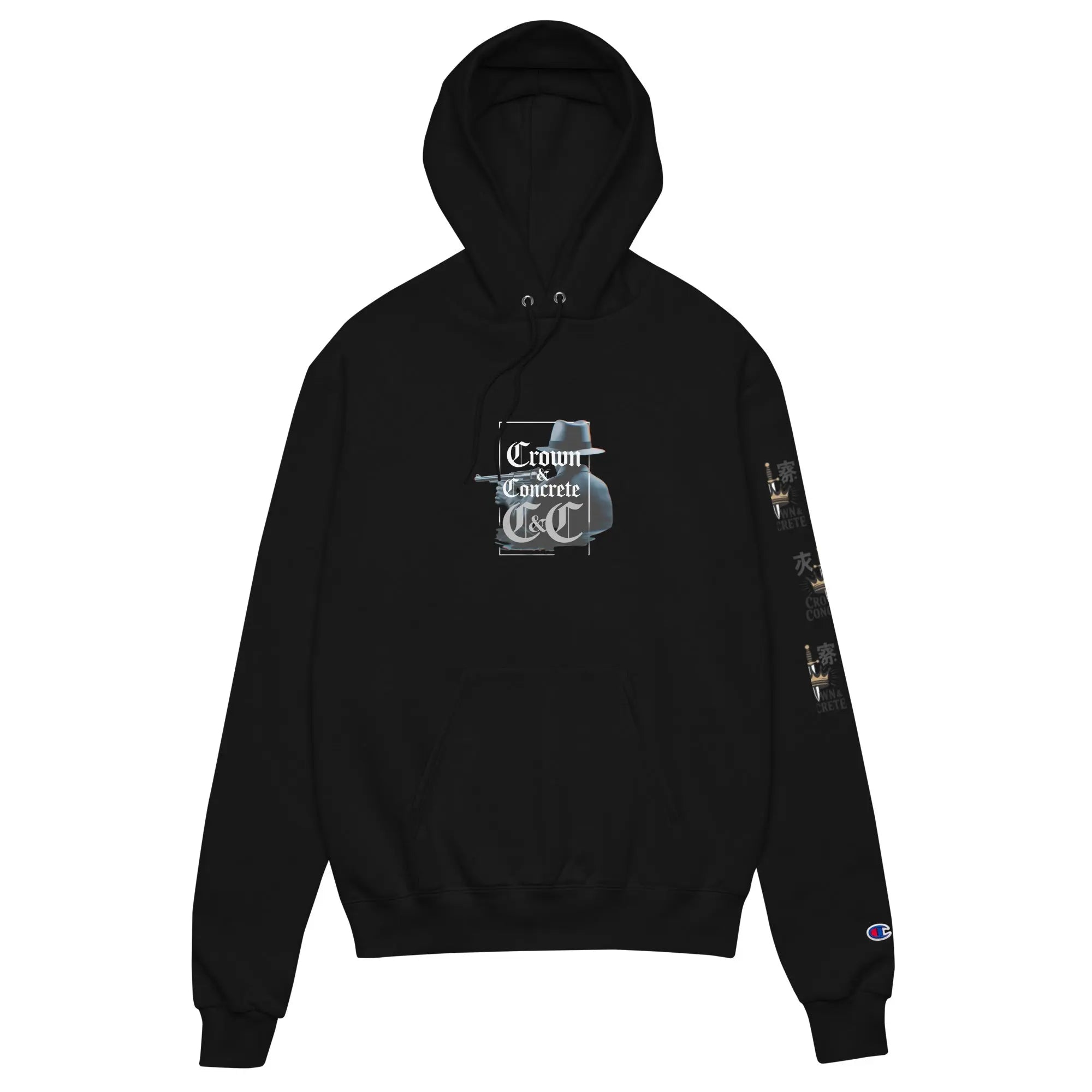 Crown & Concrete x Hustler Dior “Kingpin’s Throne” Champion Hoodie - Hustler Dior