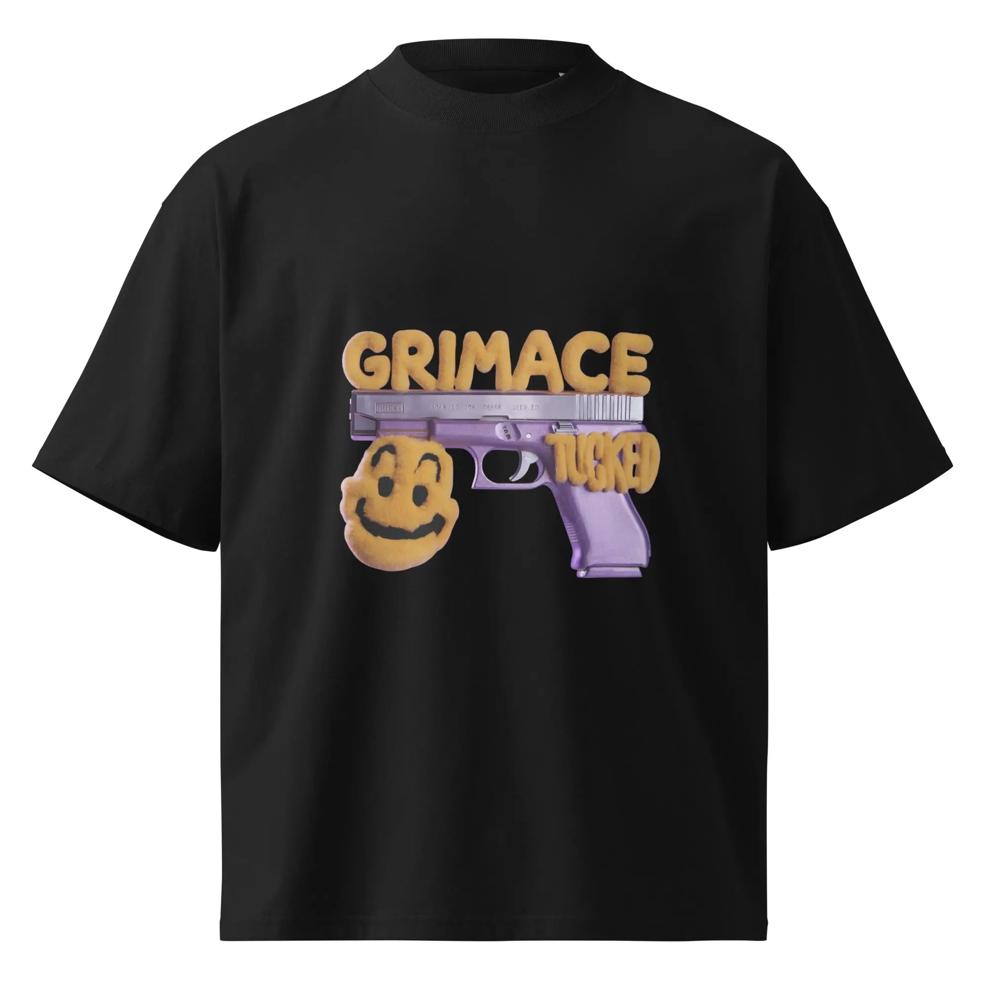 Grimace Unisex organic oversized high neck t-shirt - Hustler Dior