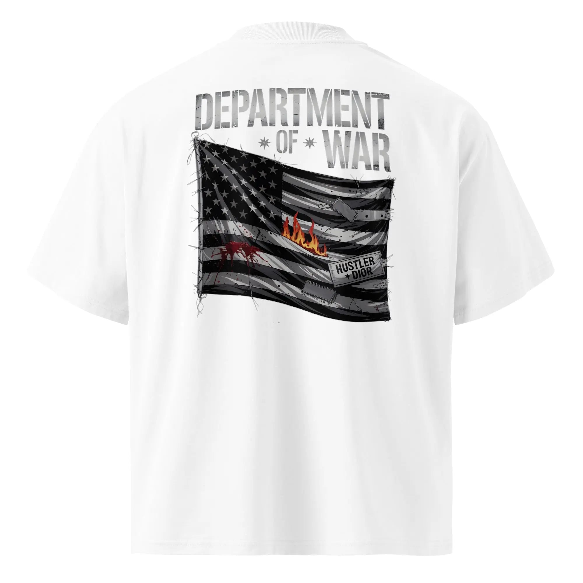 Hustler Dior: “Raise the Flag” — Oversized Department of War Tee.