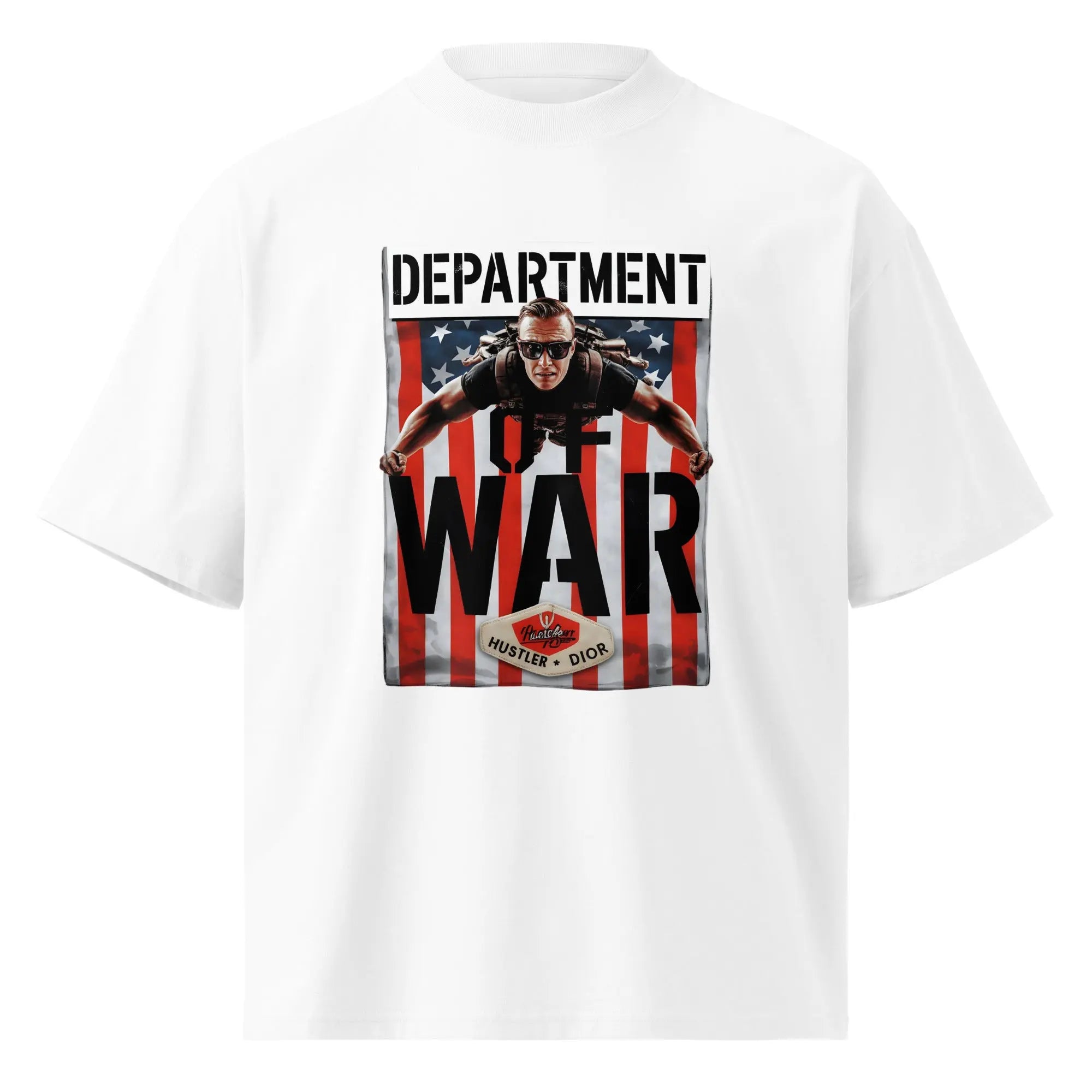 Hustler Dior: “Raise the Flag” — Oversized Department of War Tee.