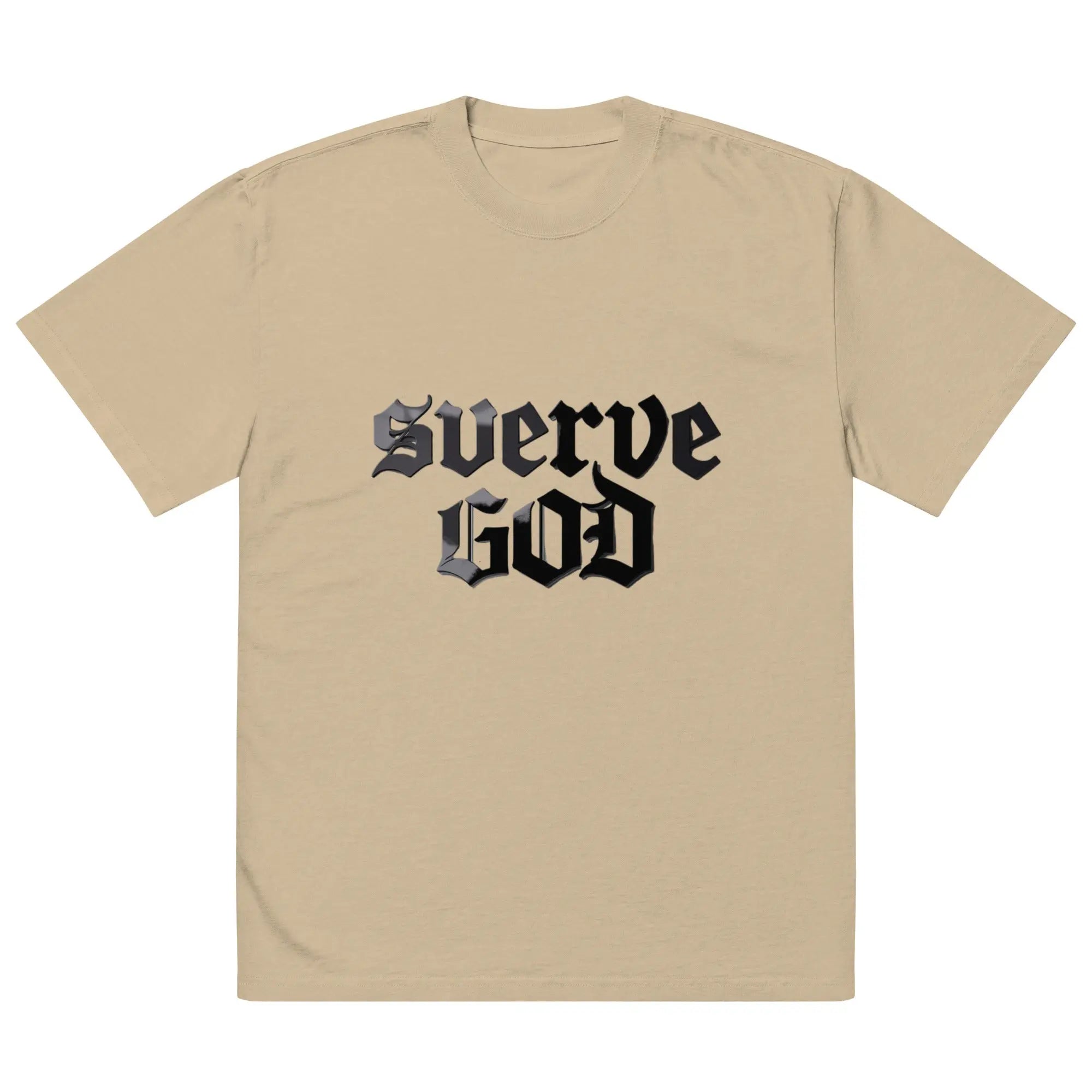 SWERVE GOD – Gothic Stack Tee (Sandstone - Hustler Dior