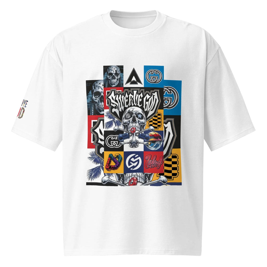 Swerve God Limited - Run Oversized Black Streetwear T-Shirt with Retro Patch - Art - Hustler Dior