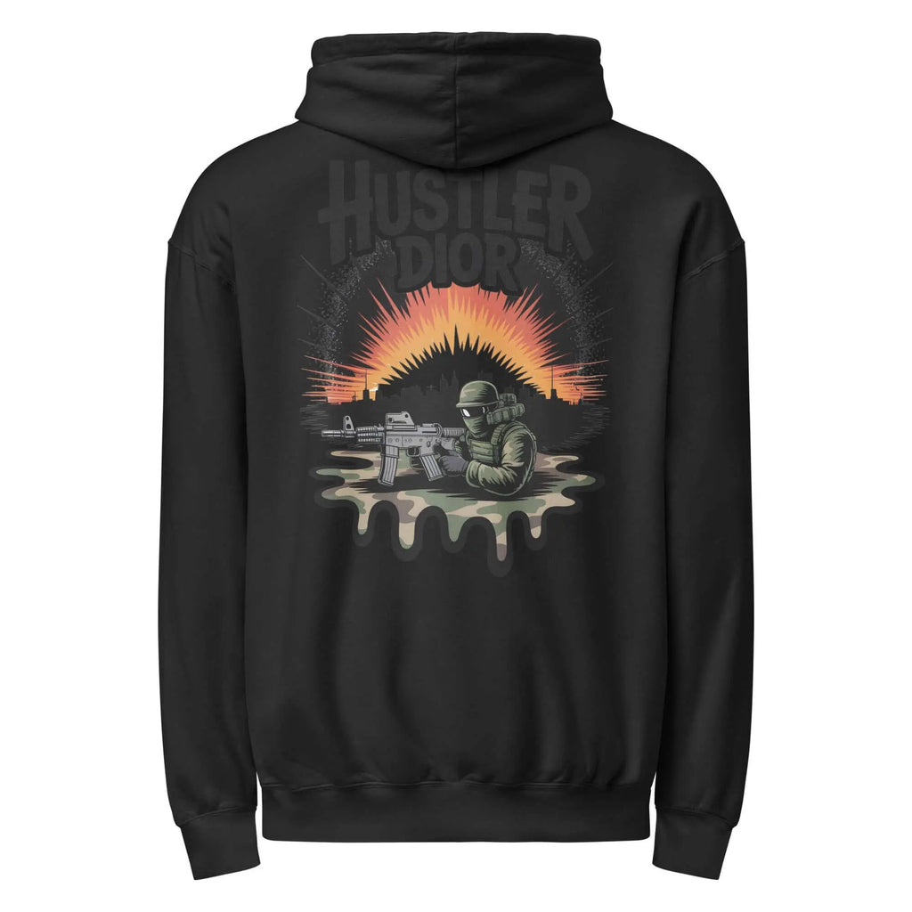 Trippy Melted Camo Soup Unisex garment-dyed lightweight hoodie.