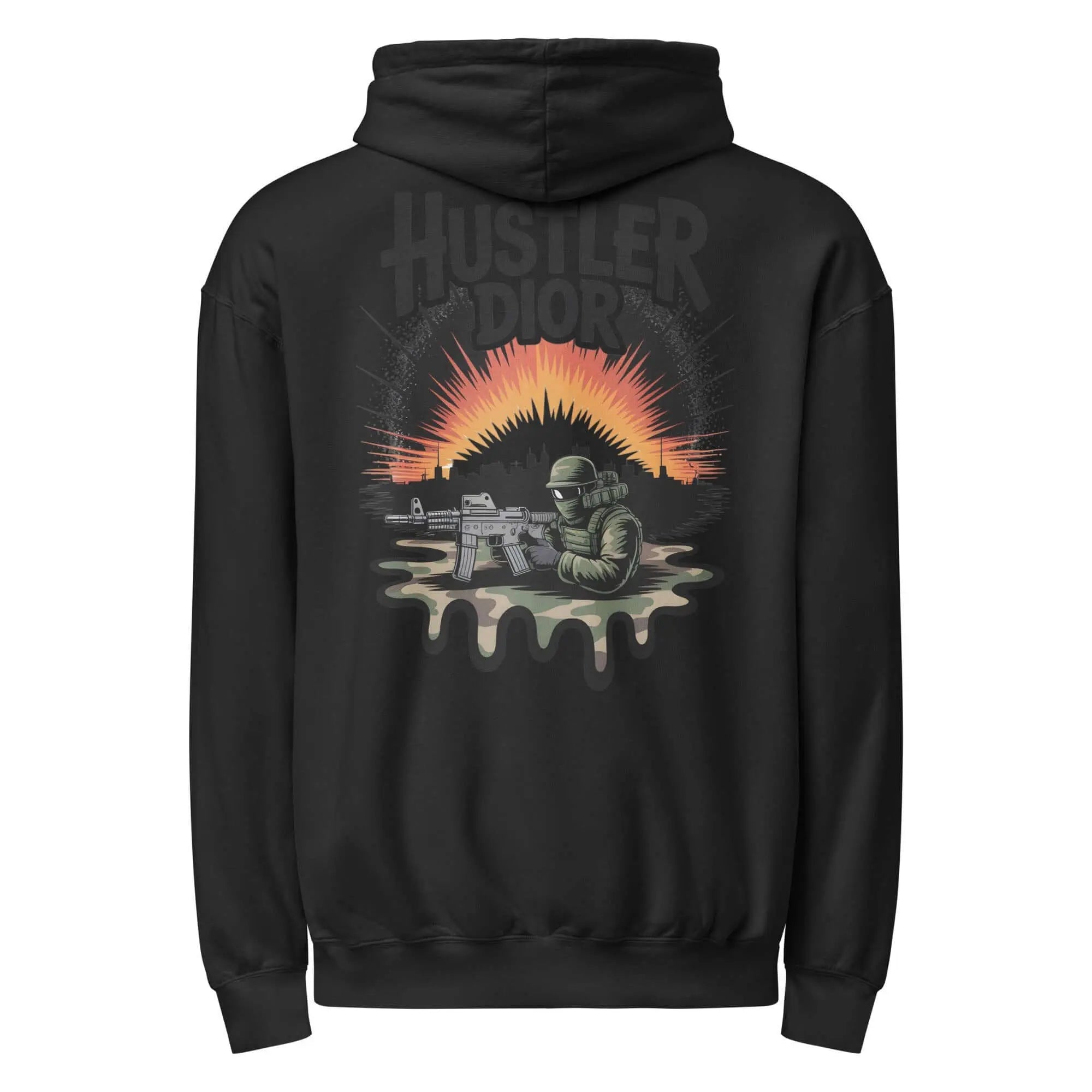 Trippy Melted Camo Soup Unisex garment-dyed lightweight hoodie.