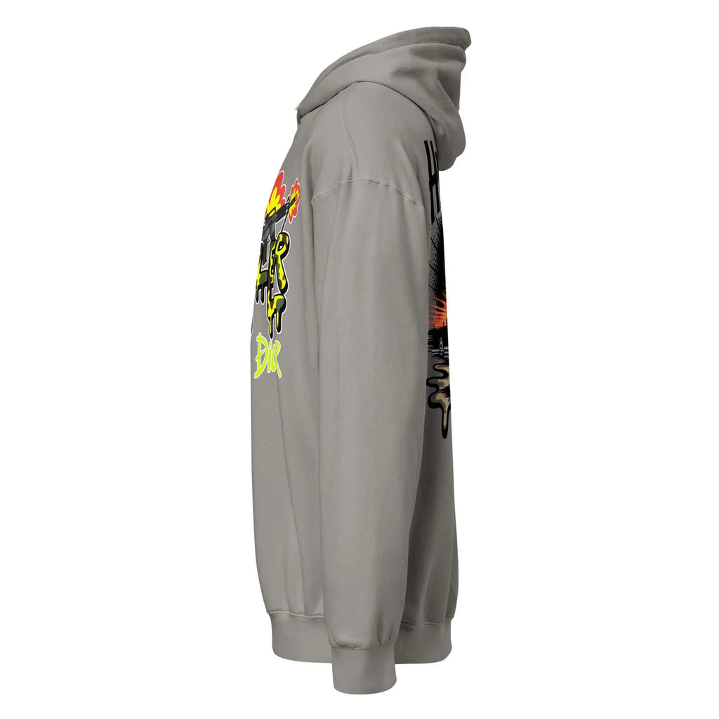Trippy Melted Camo Soup Unisex garment-dyed lightweight hoodie.