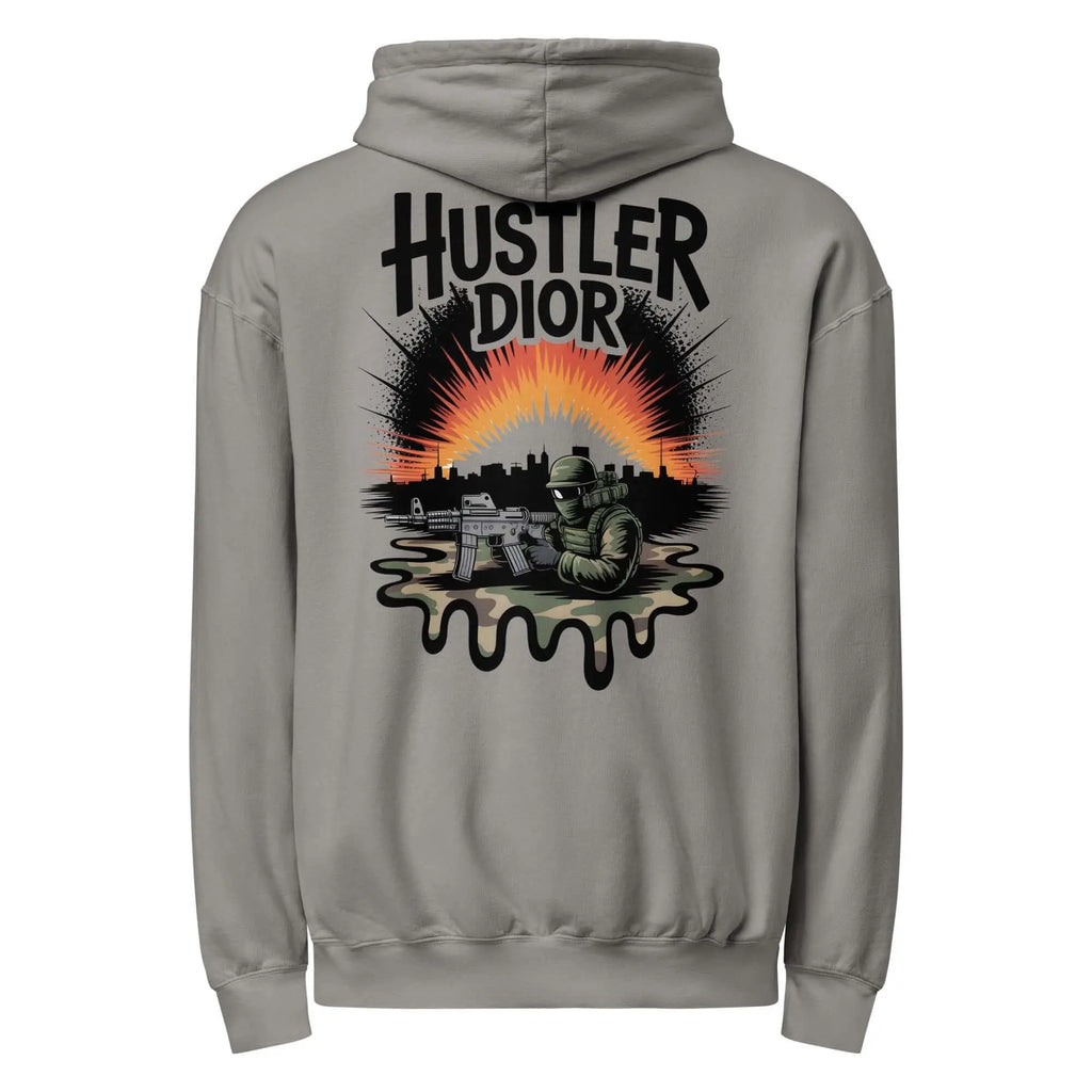 Trippy Melted Camo Soup Unisex garment-dyed lightweight hoodie.