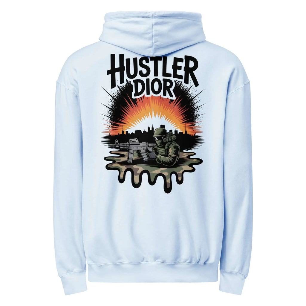 Trippy Melted Camo Soup Unisex garment-dyed lightweight hoodie.