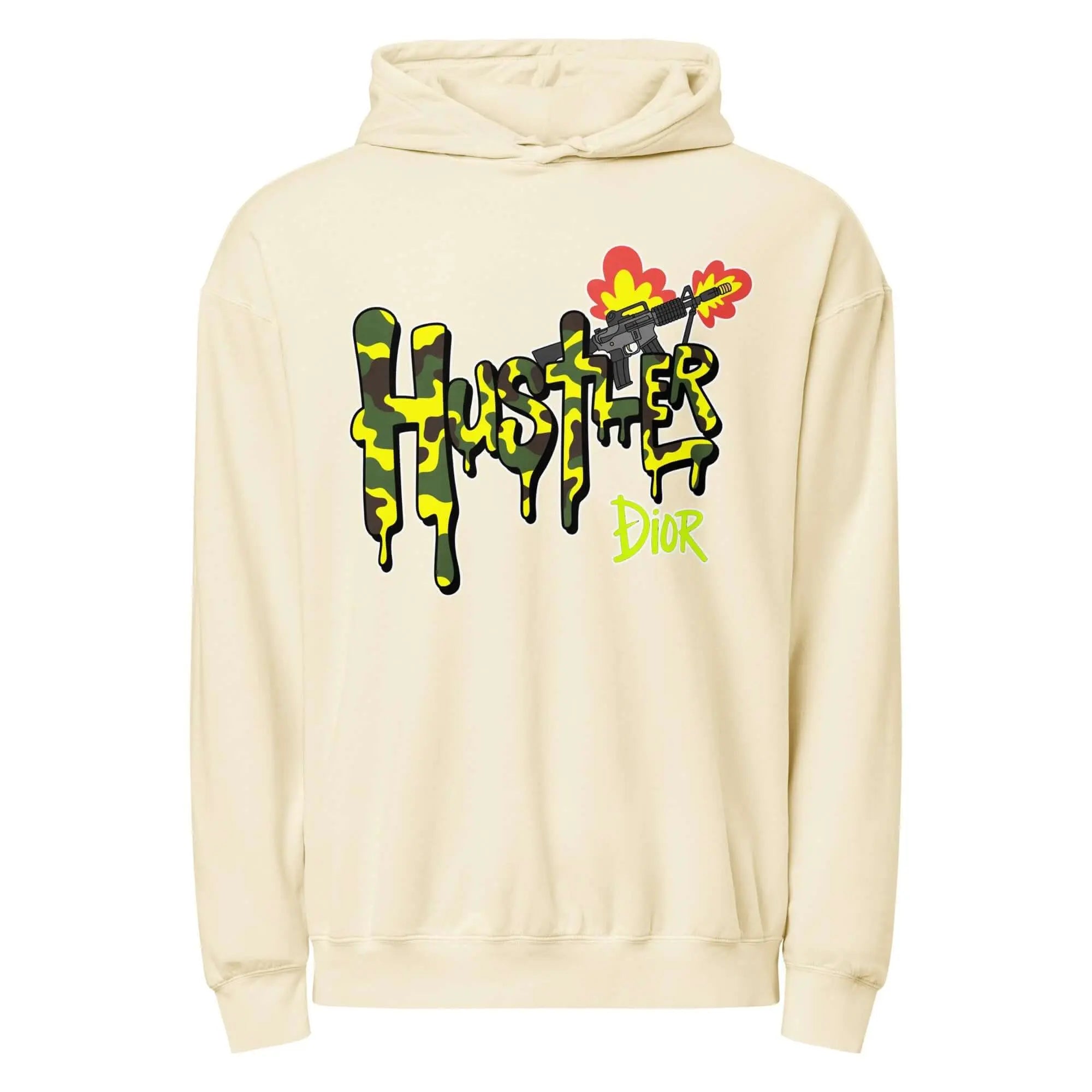 Trippy Melted Camo Soup Unisex garment - dyed lightweight hoodie - Hustler Dior
