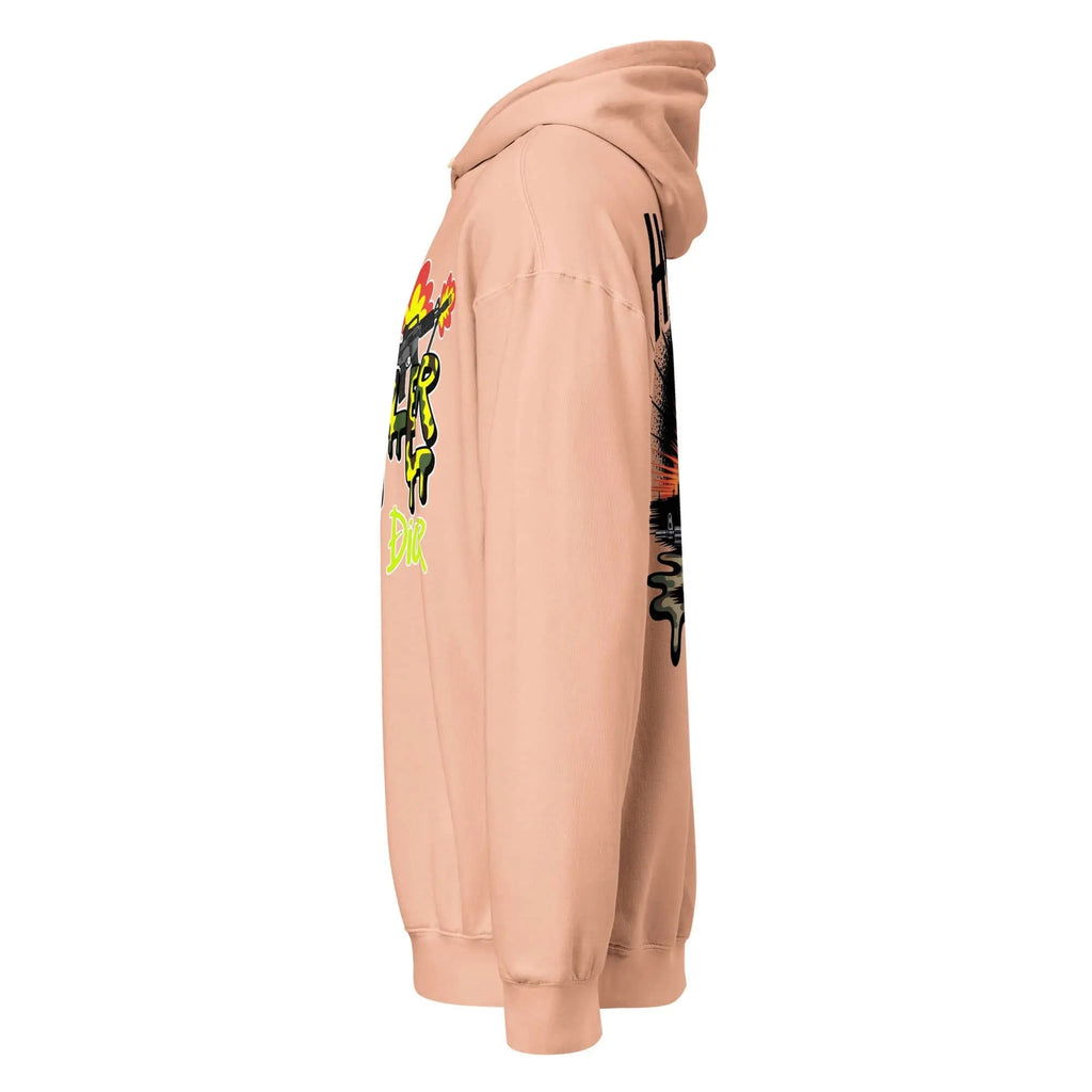 Trippy Melted Camo Soup Unisex garment-dyed lightweight hoodie.