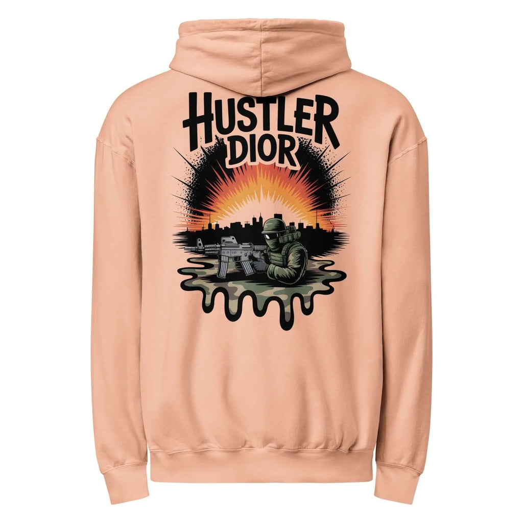 Trippy Melted Camo Soup Unisex garment-dyed lightweight hoodie.