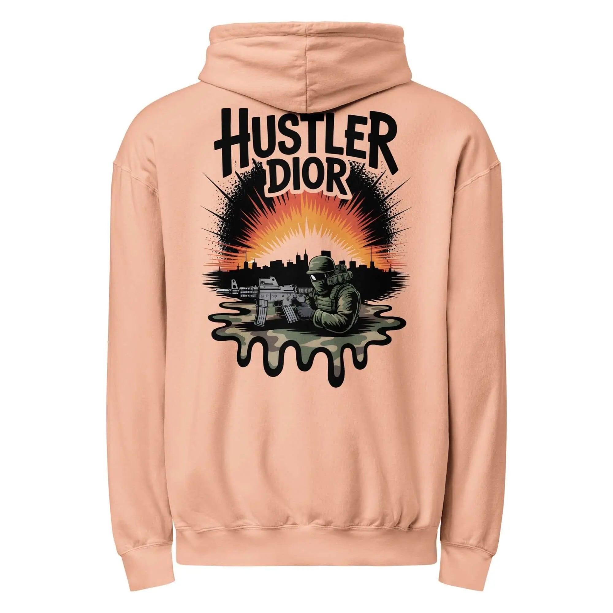 Trippy Melted Camo Soup Unisex garment-dyed lightweight hoodie.