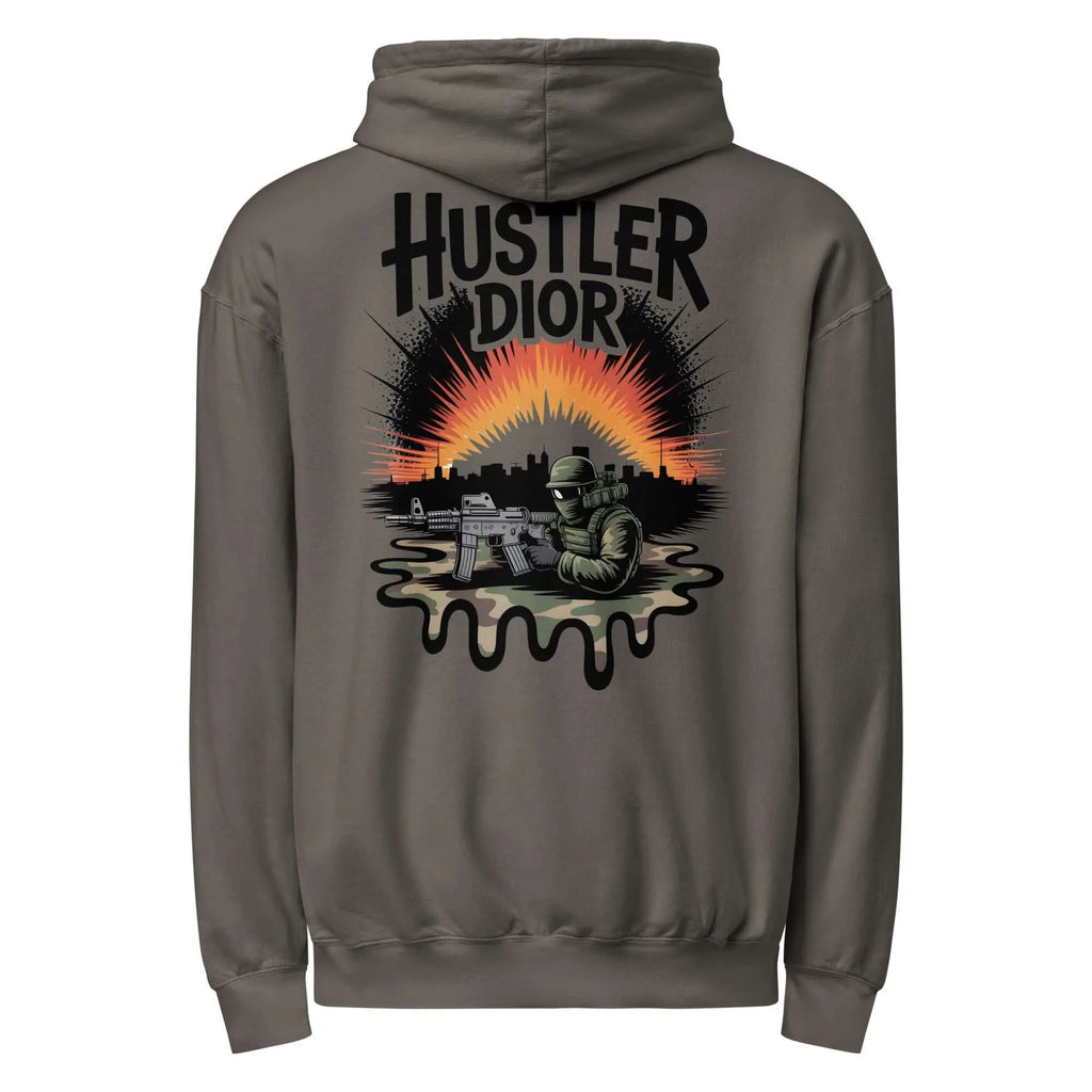 Trippy Melted Camo Soup Unisex garment-dyed lightweight hoodie.