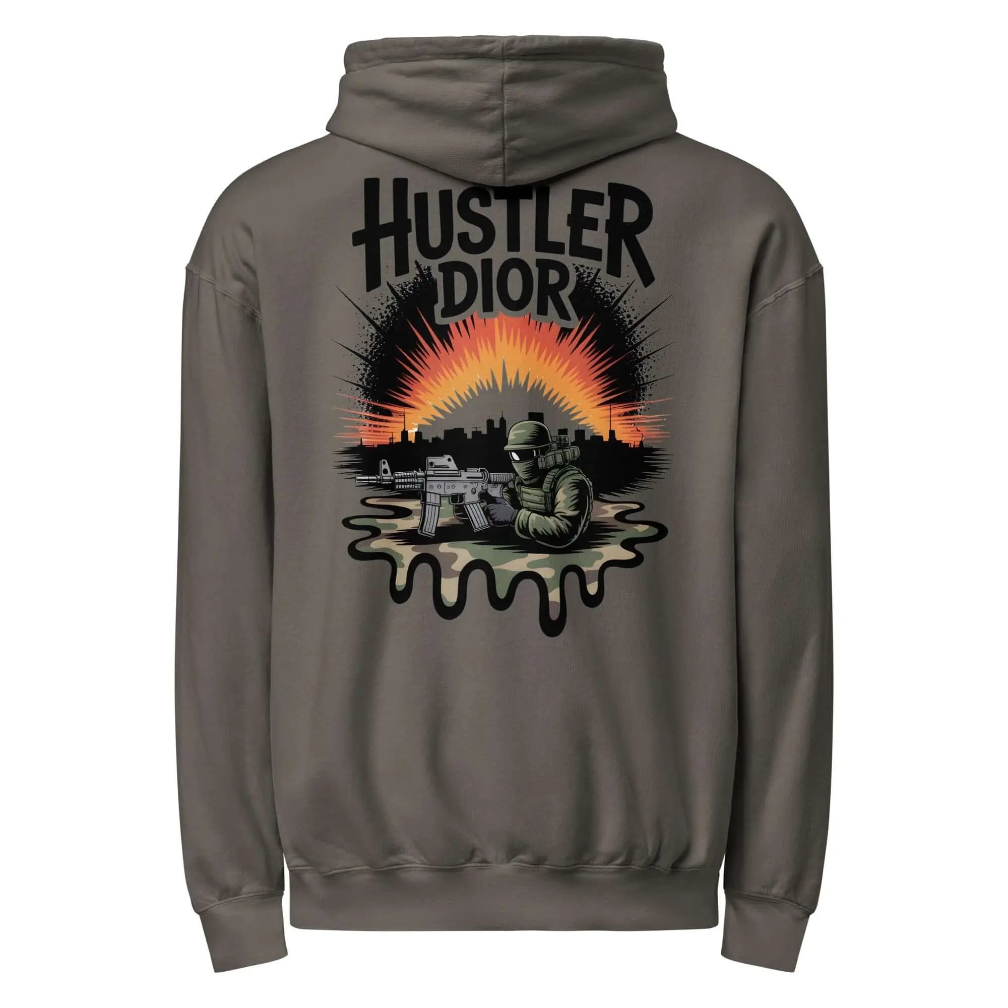 Trippy Melted Camo Soup Unisex garment-dyed lightweight hoodie.