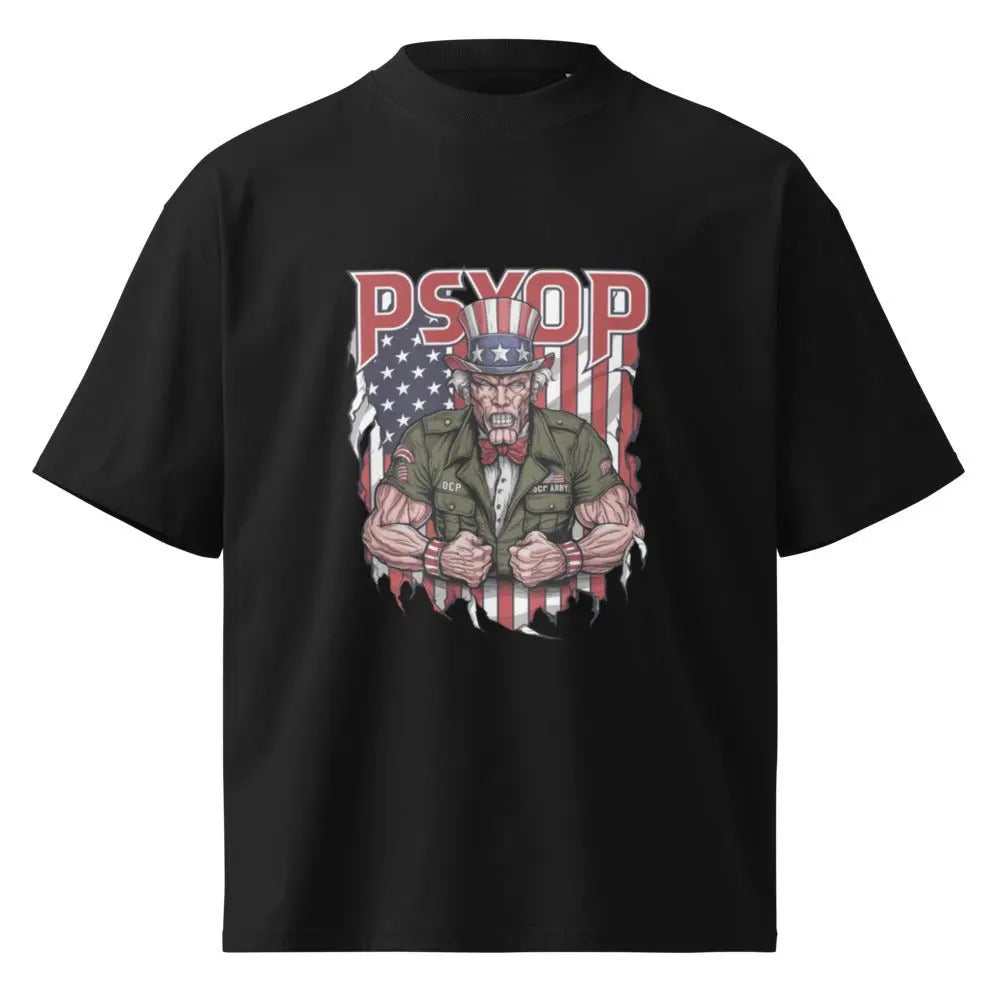 Uncle Sammy With The Blammy Unisex organic oversized high neck t-shirt.