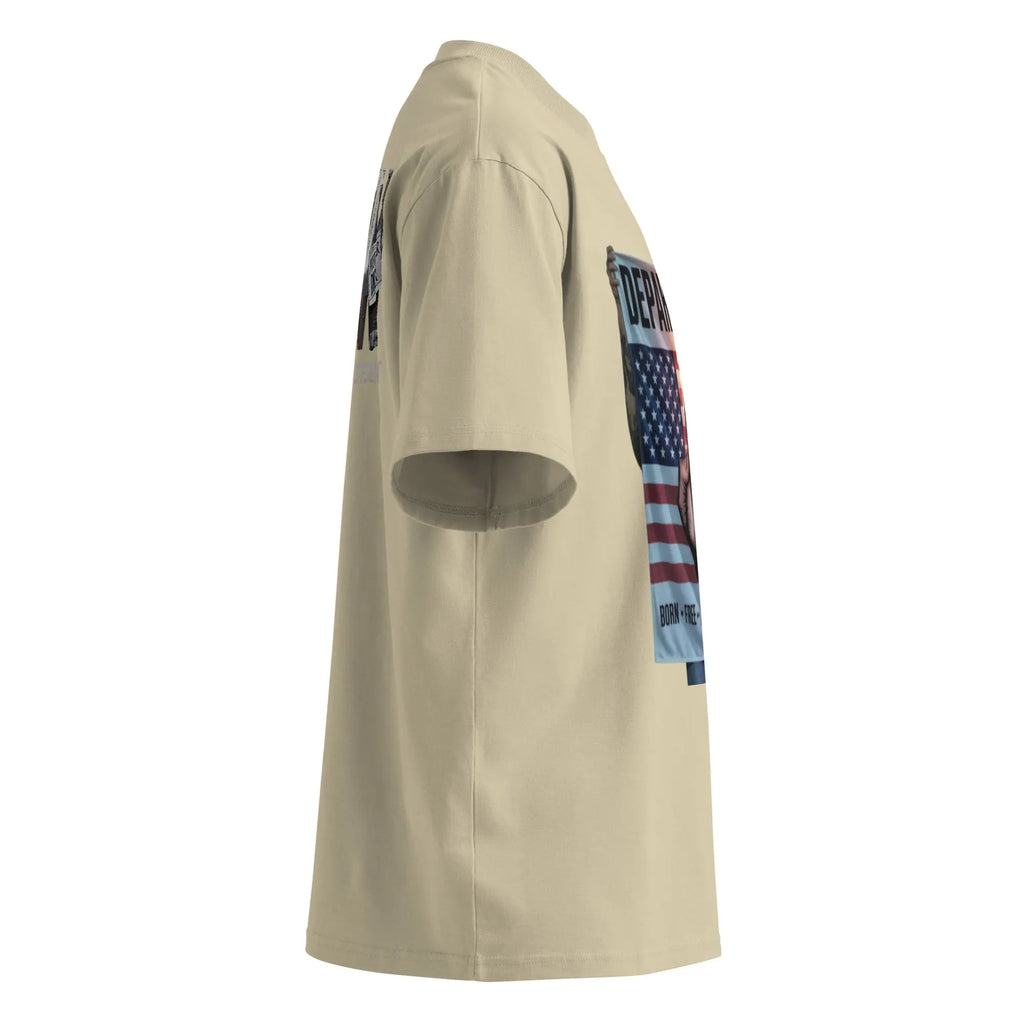 Unisex organic oversized high neck t-shirt.