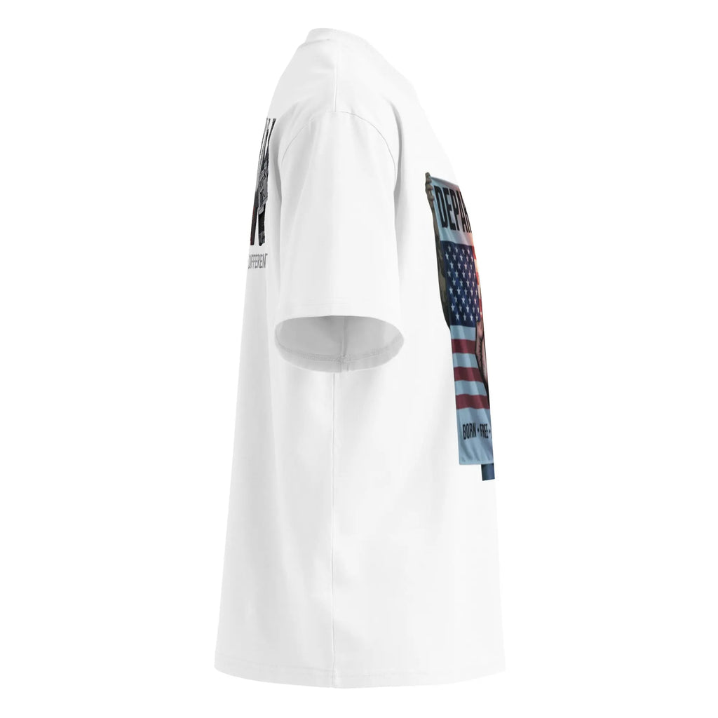 Unisex organic oversized high neck t-shirt.